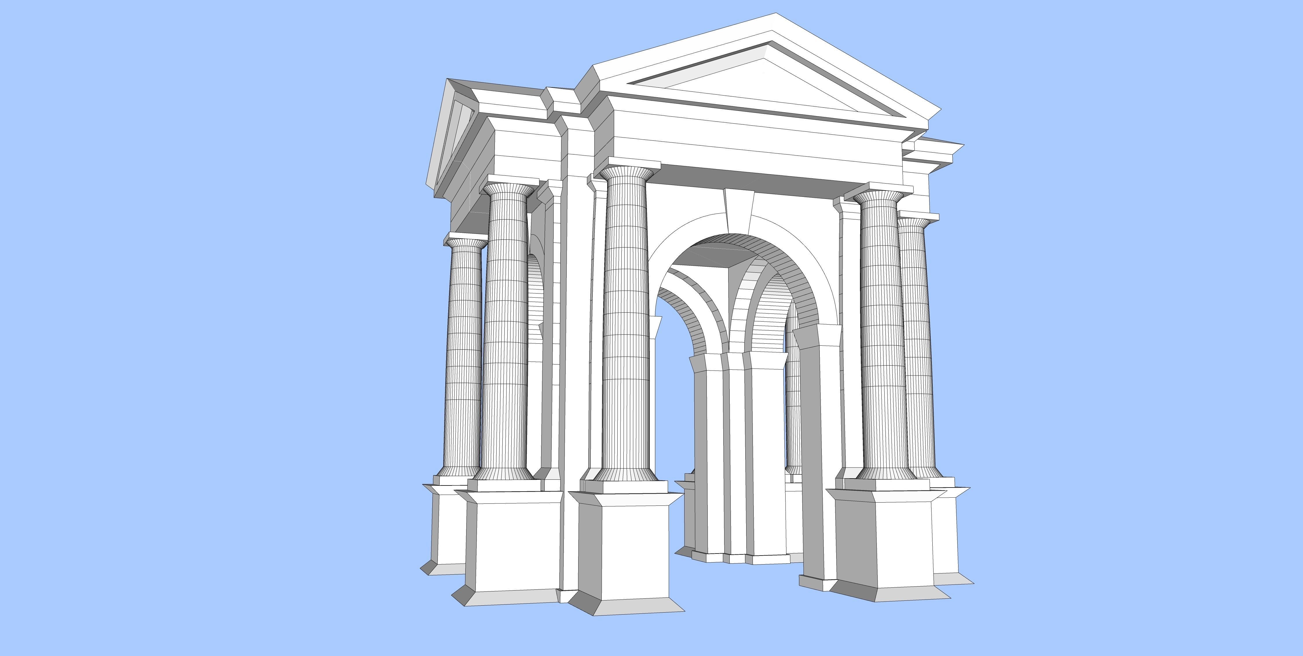 Arched portico in the mas Tuscan order Column gazebo Low-poly 3D model_8