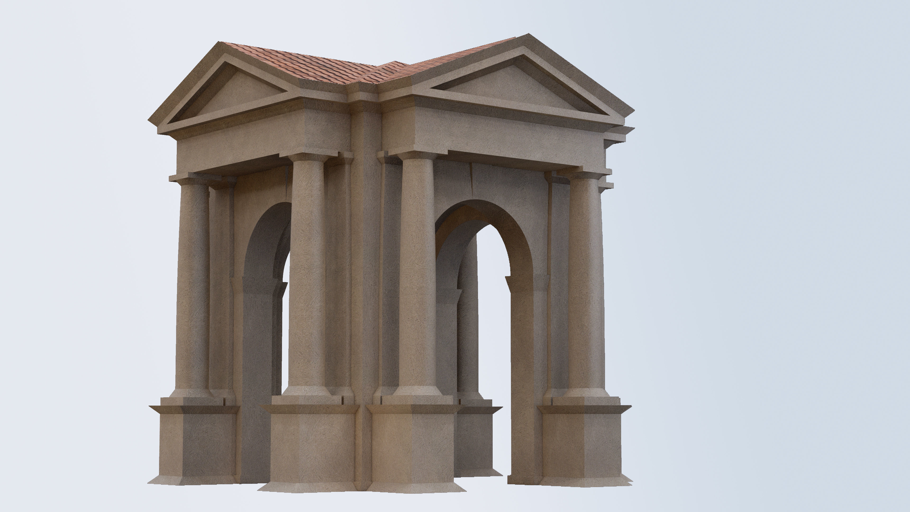 Arched portico in the mas Tuscan order Column gazebo Low-poly 3D model_6