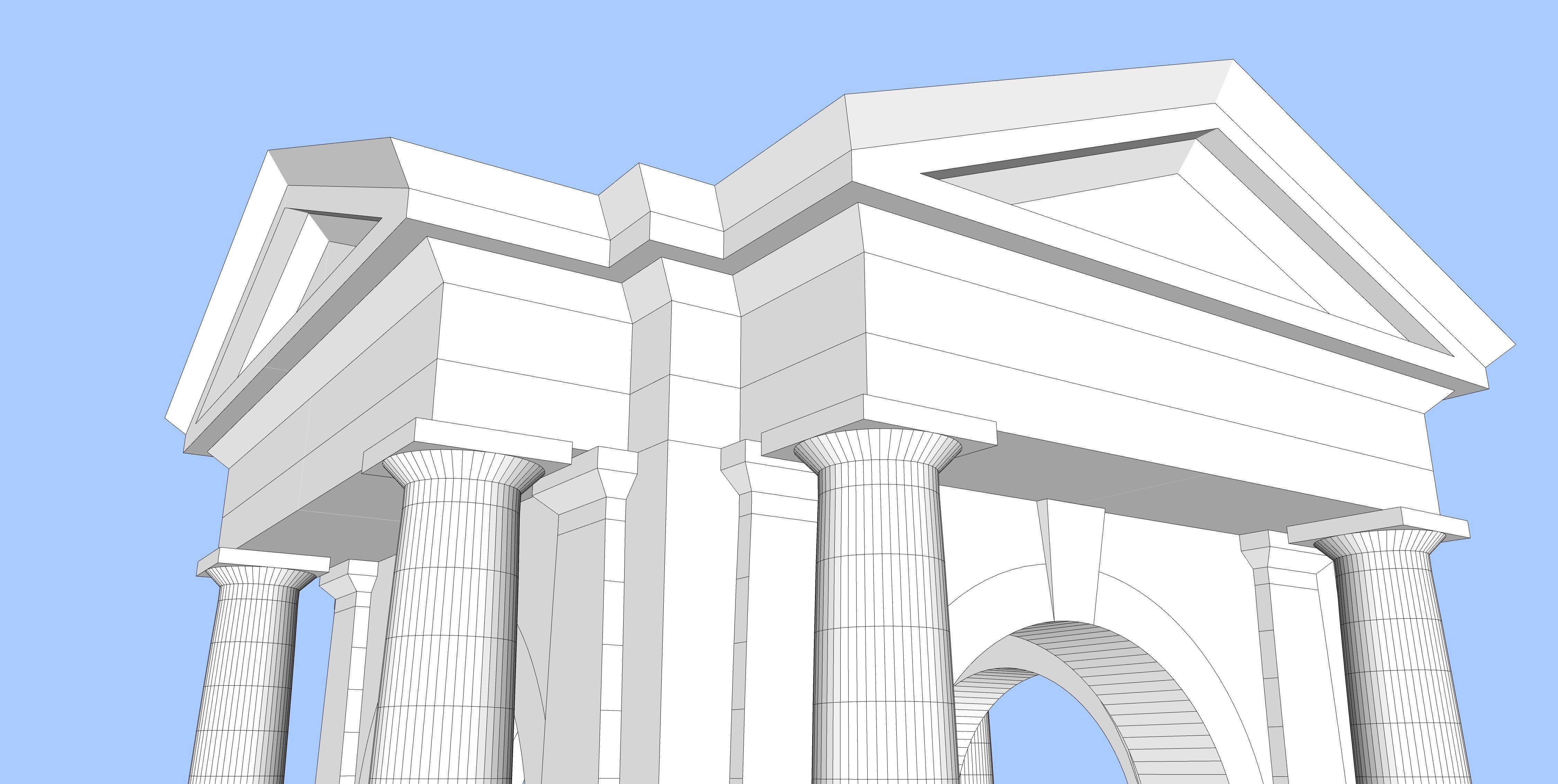 Arched portico in the mas Tuscan order Column gazebo Low-poly 3D model_9