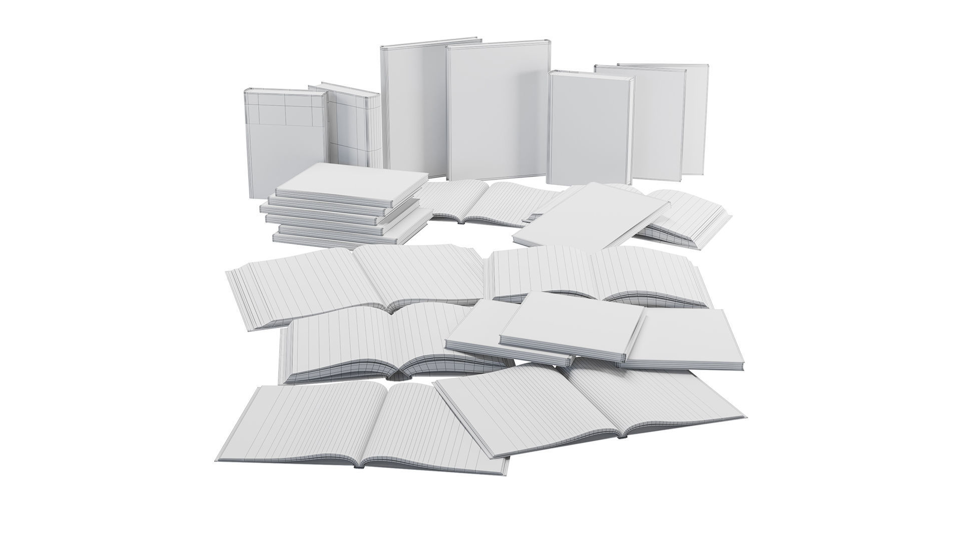 Books Set 6 book 3D model_1