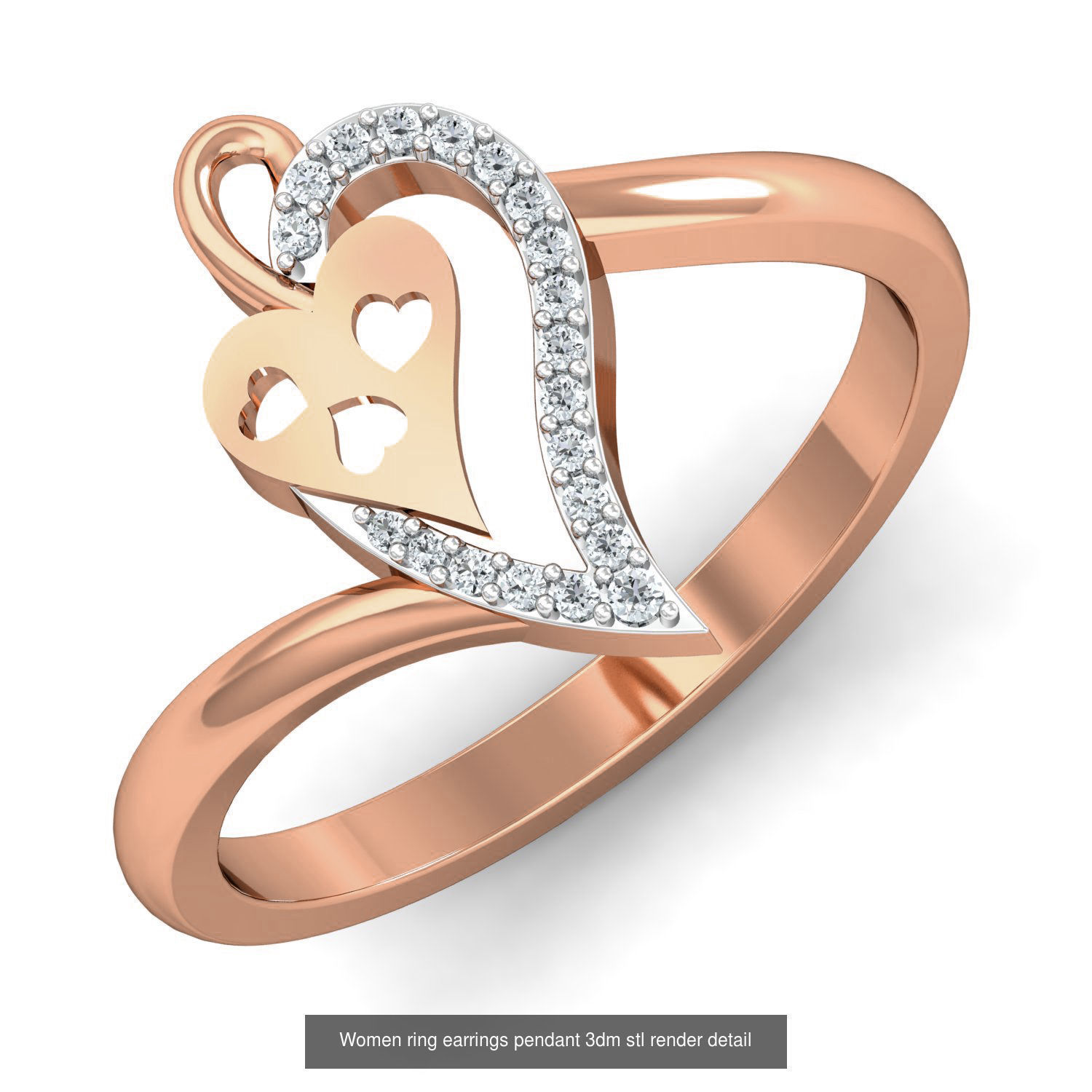 10 Heart Valentine Love ring earrings pendant 3dm stl render 3D Model Collection_5
