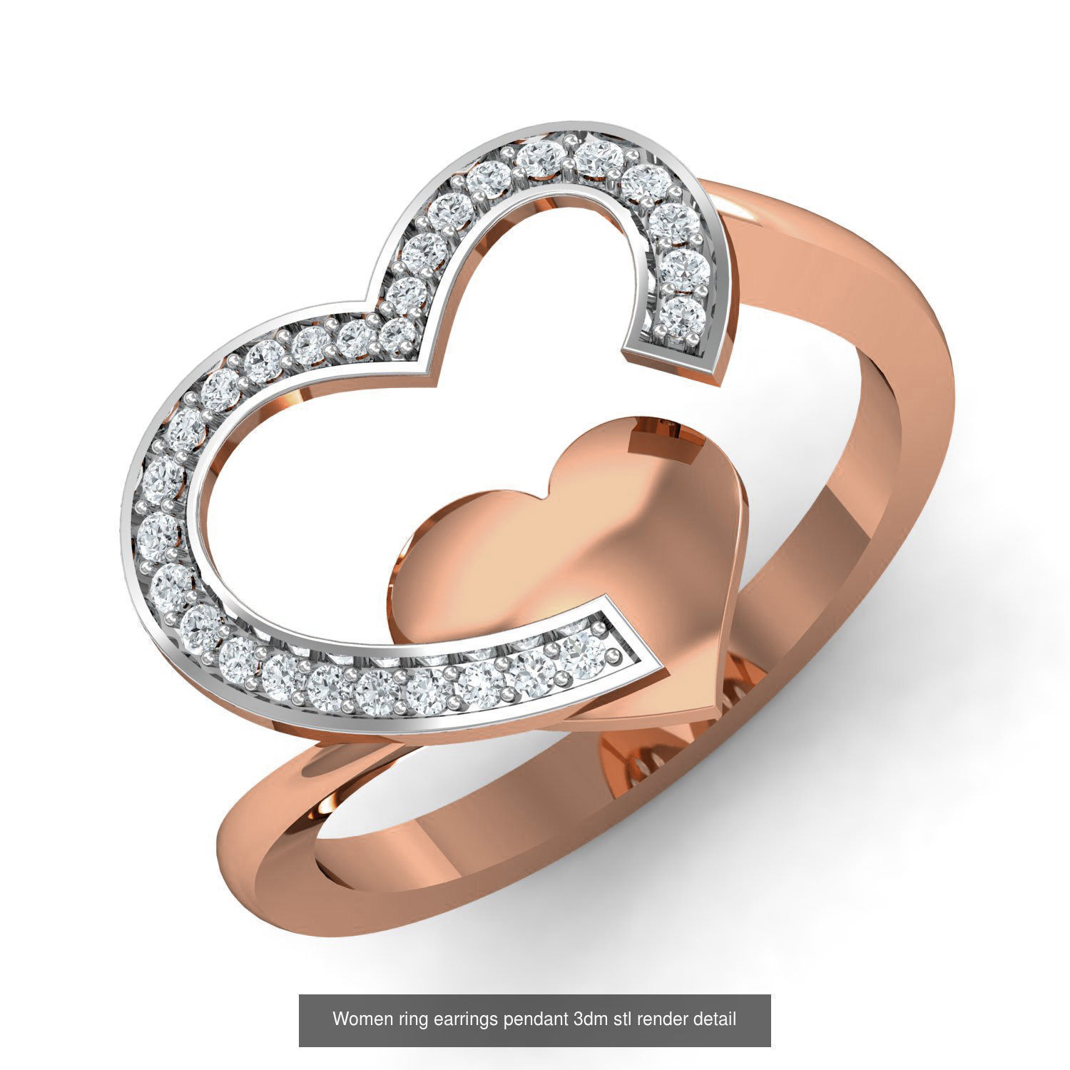 10 Heart Valentine Love ring earrings pendant 3dm stl render 3D Model Collection_8