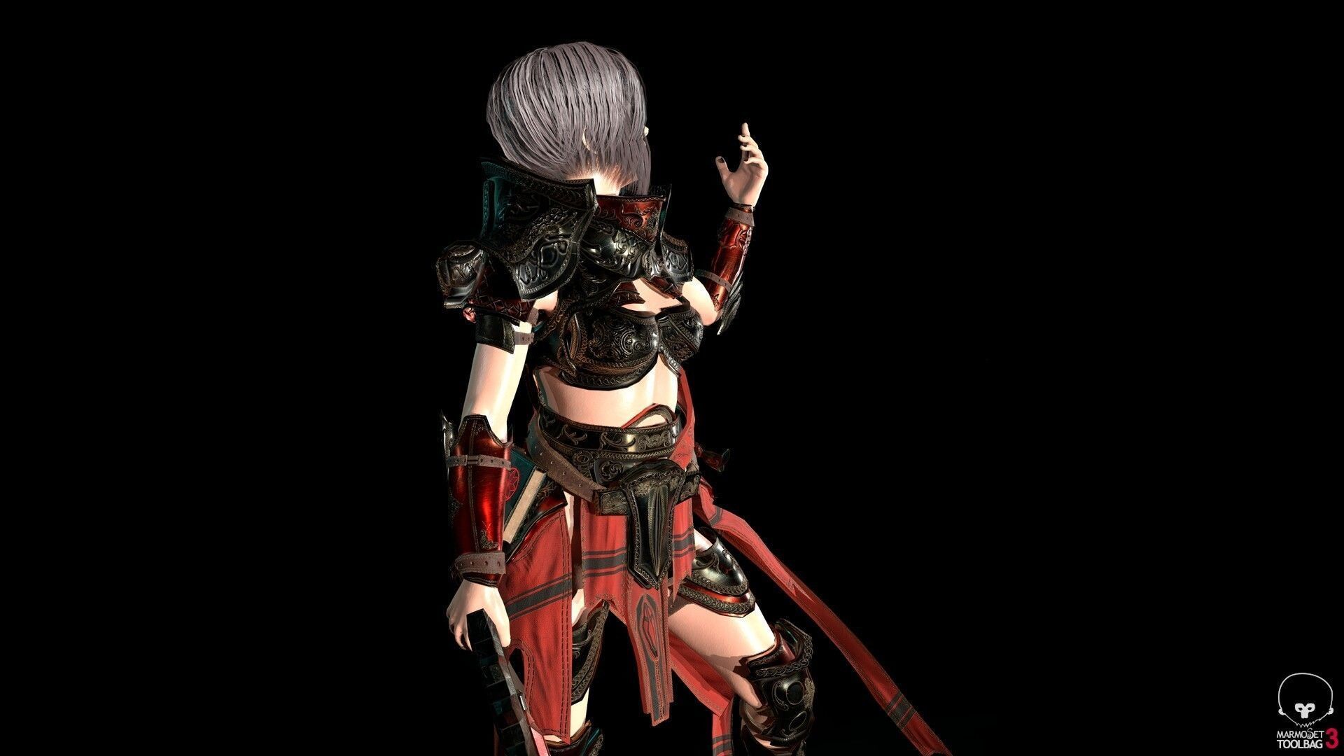 Paladin Woman Low-poly 3D model_12