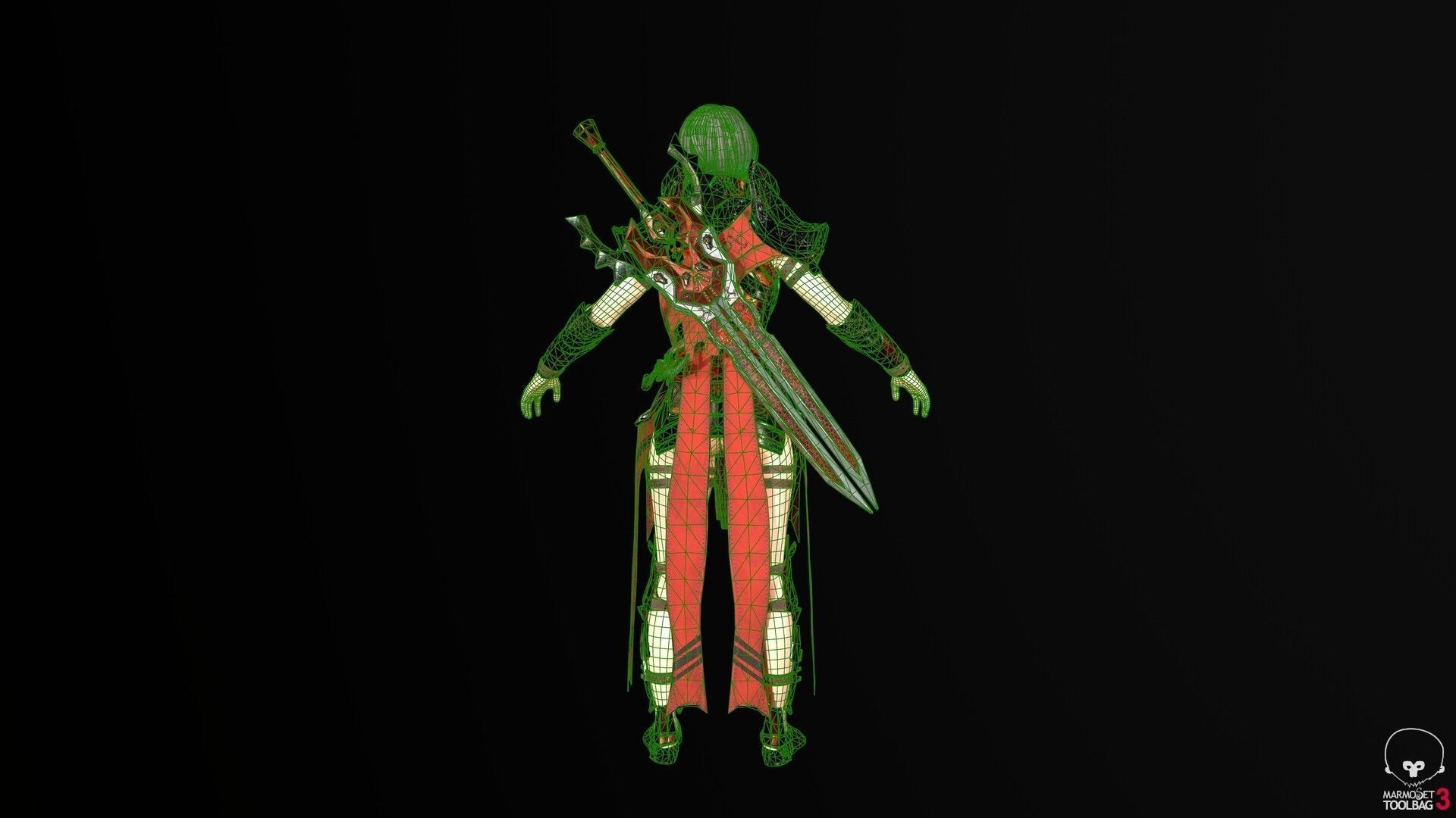 Paladin Woman Low-poly 3D model_15