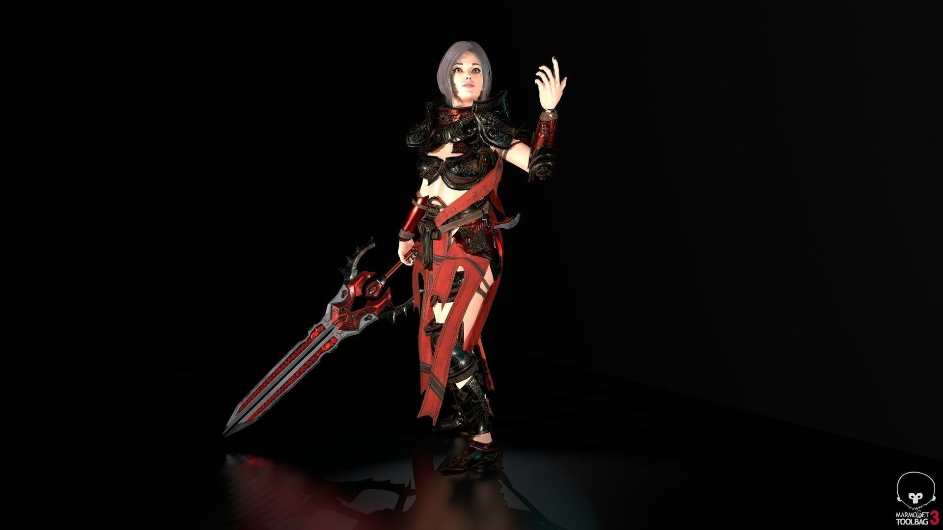 Paladin Woman Low-poly 3D model_13