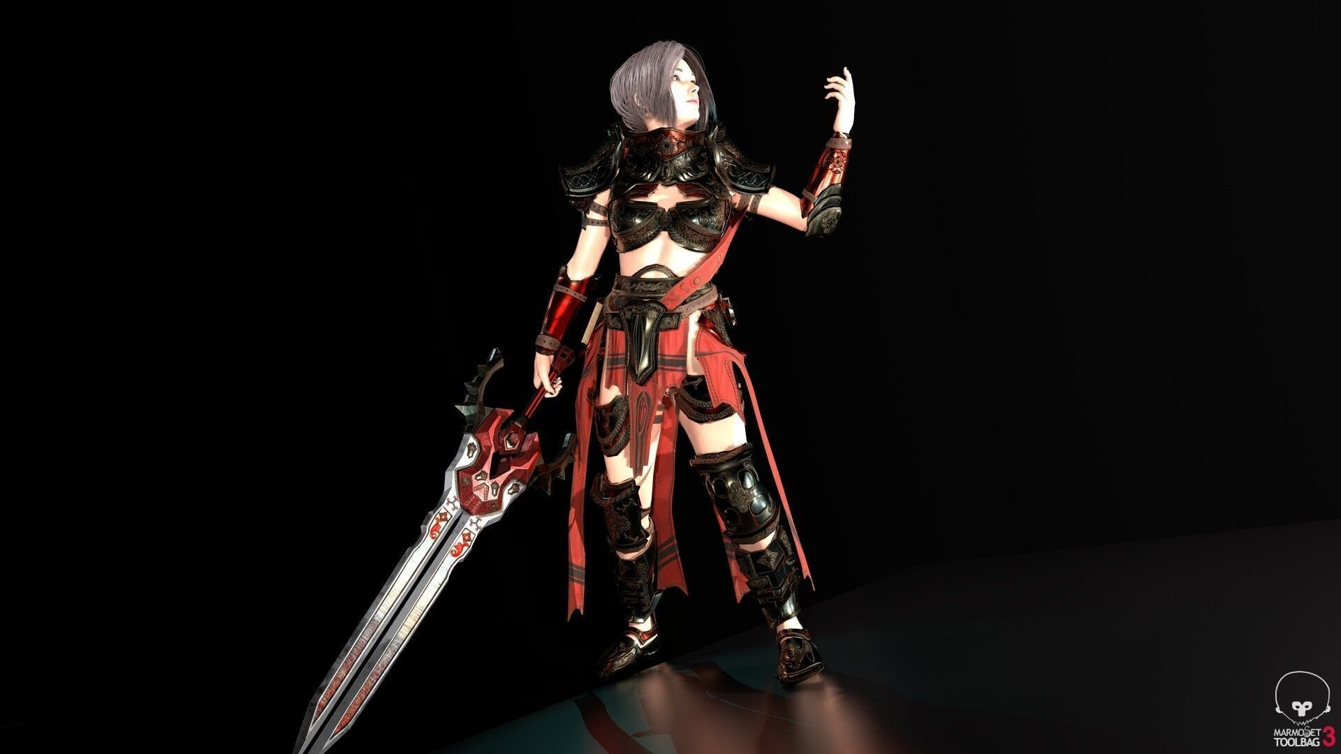 Paladin Woman Low-poly 3D model_3
