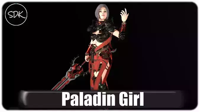 Paladin Woman Low-poly 3D model