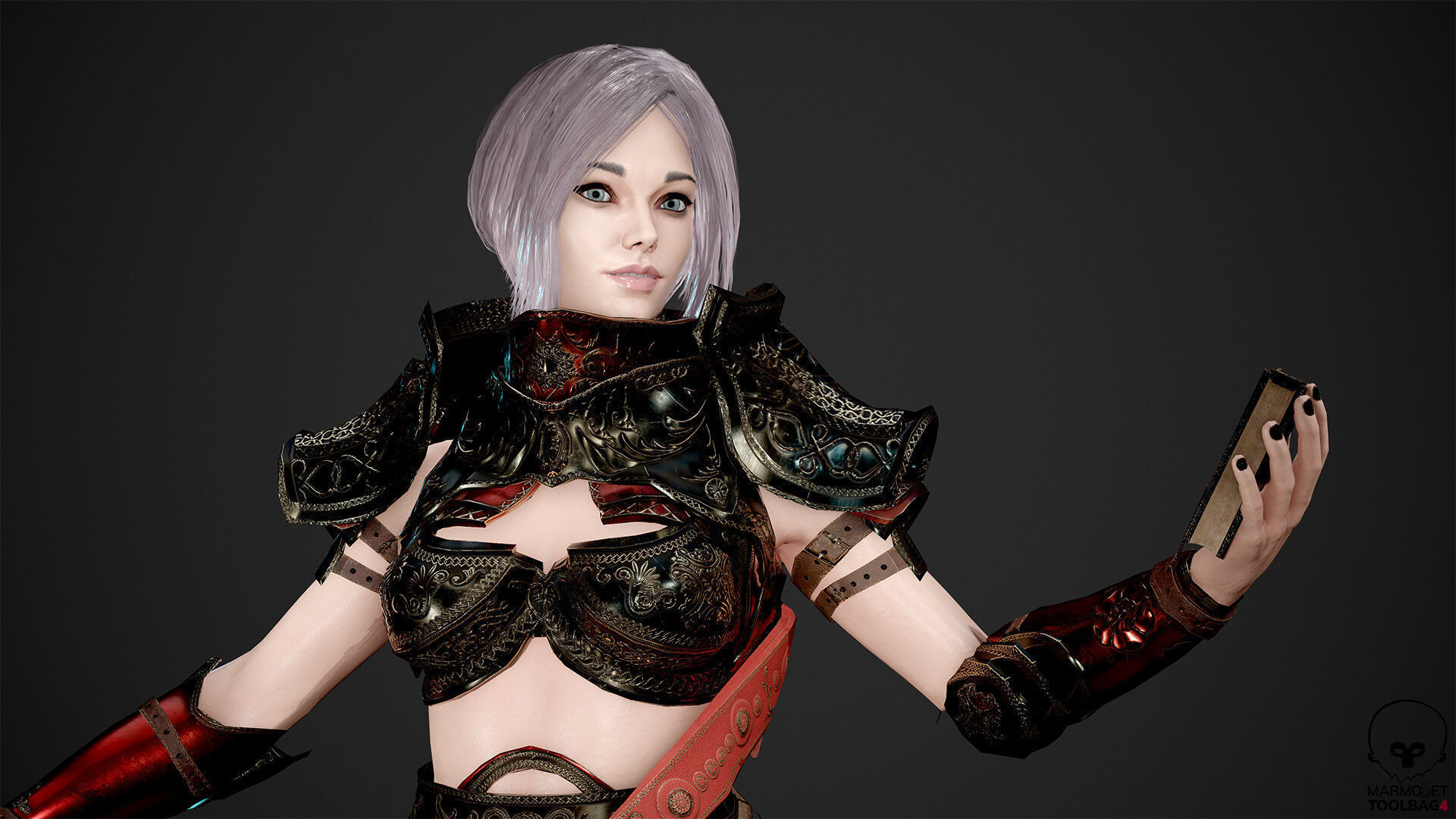 Paladin Woman Low-poly 3D model_6