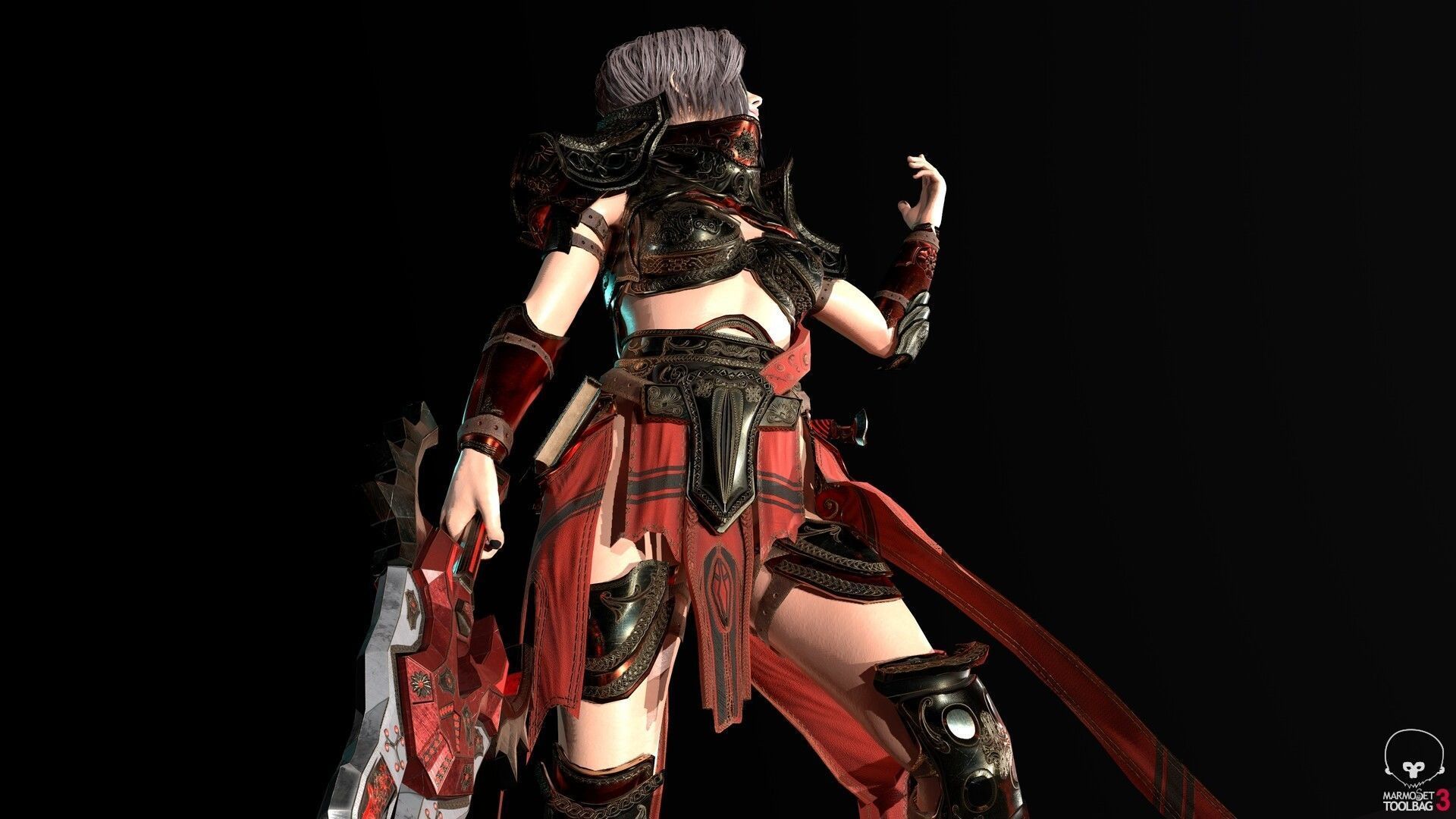 Paladin Woman Low-poly 3D model_5