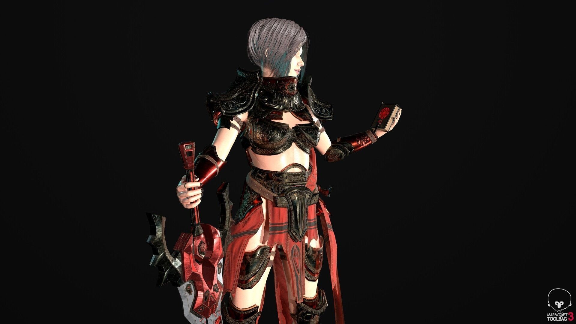 Paladin Woman Low-poly 3D model_10