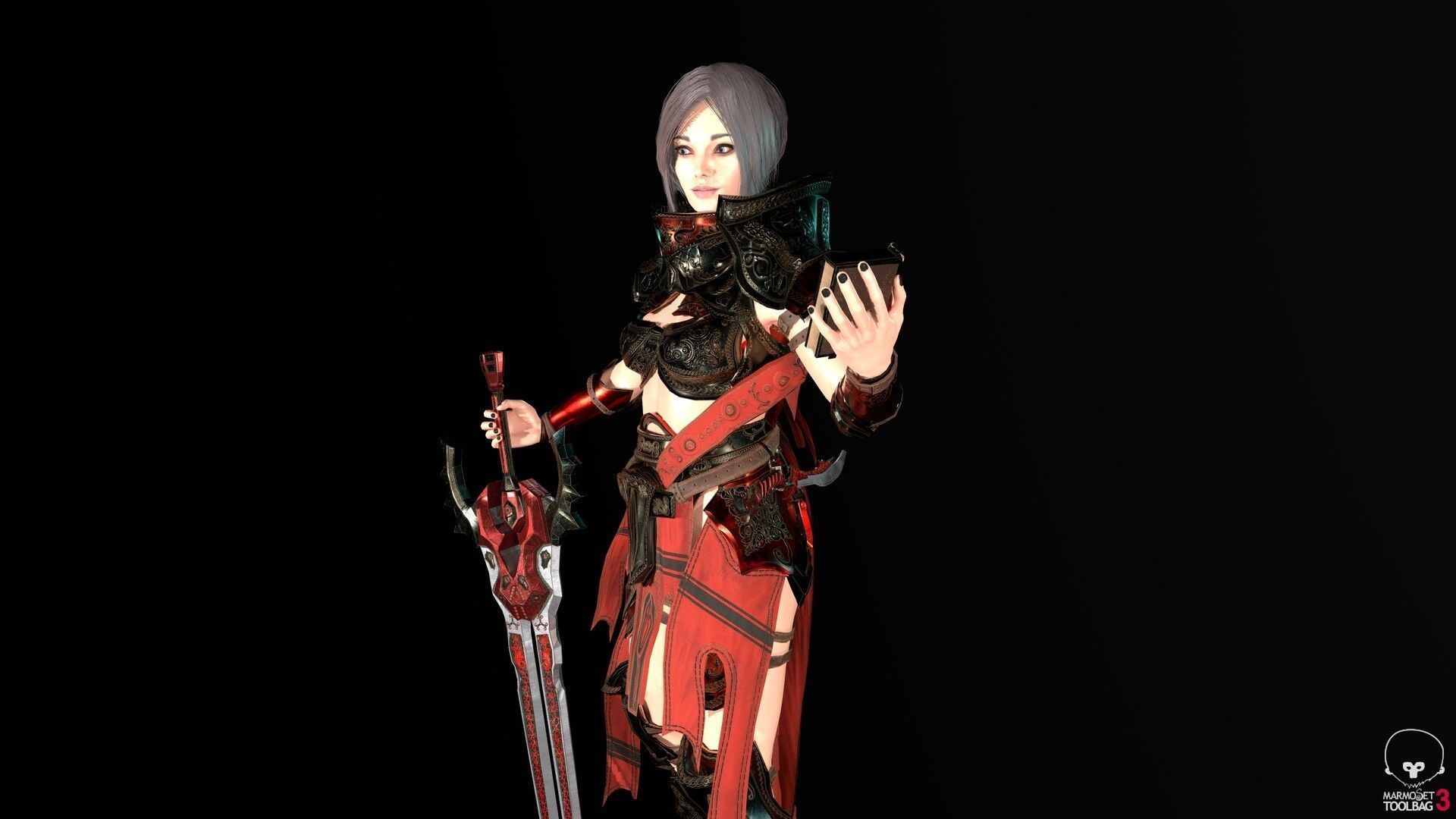 Paladin Woman Low-poly 3D model_11