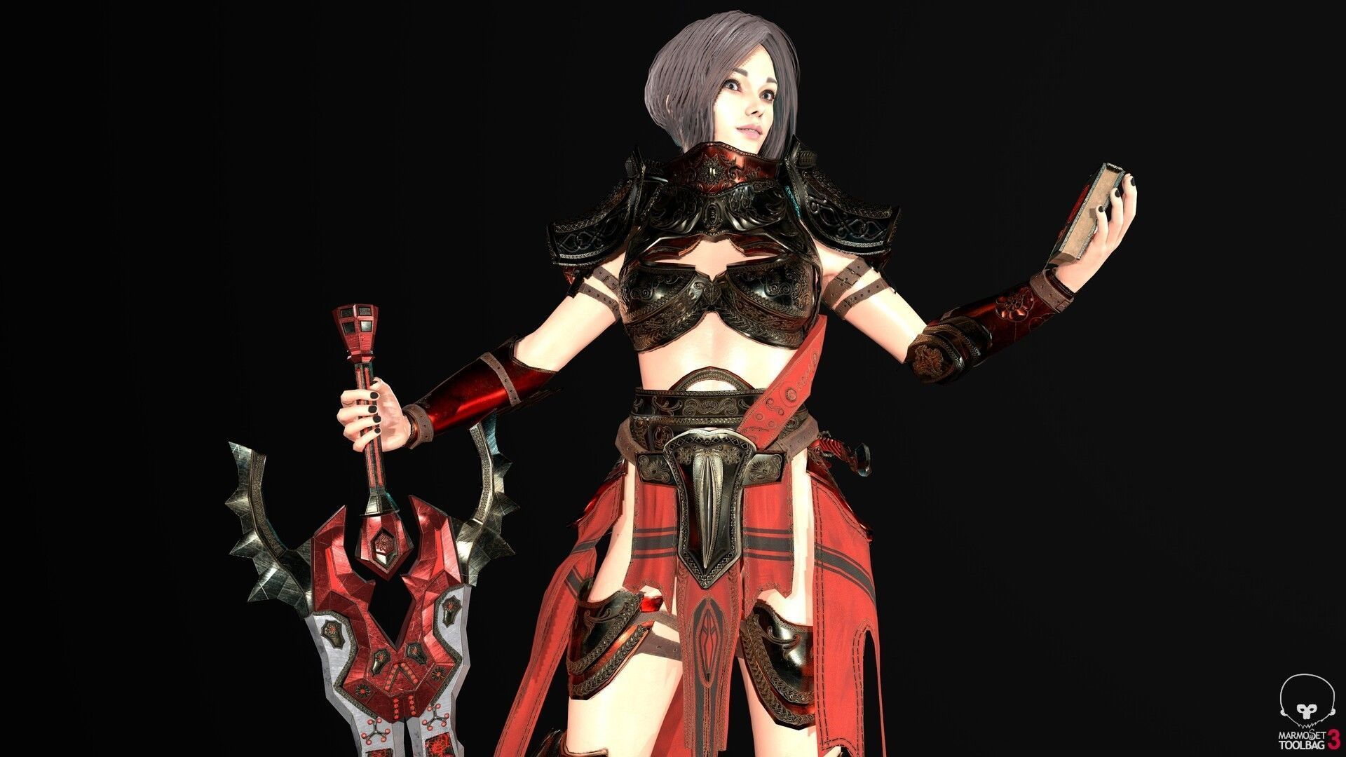 Paladin Woman Low-poly 3D model_9