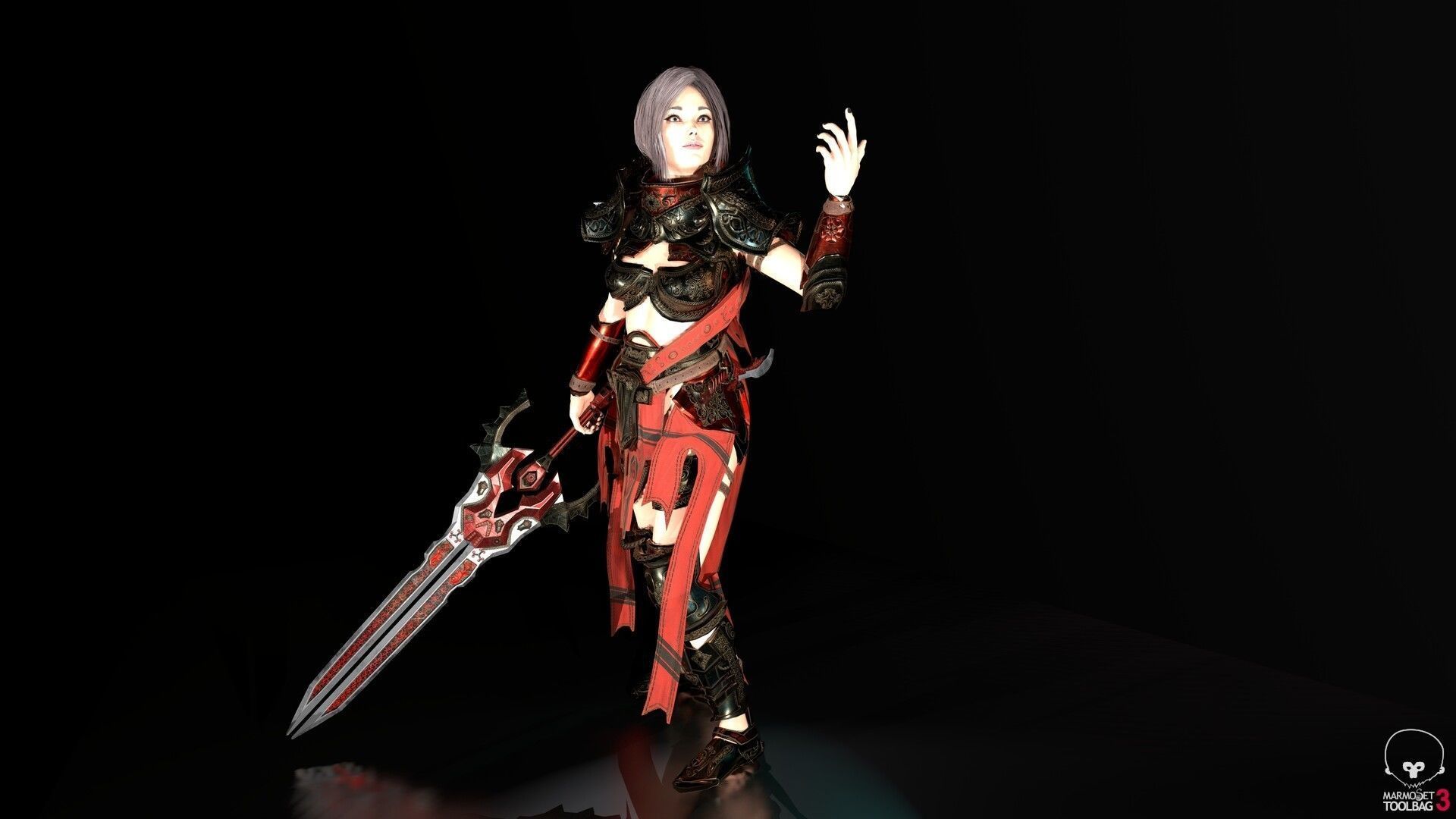 Paladin Woman Low-poly 3D model_7