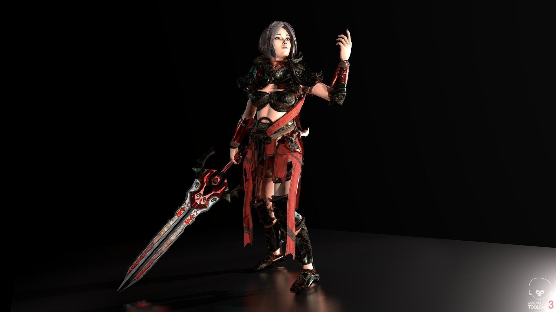 Paladin Woman Low-poly 3D model_4