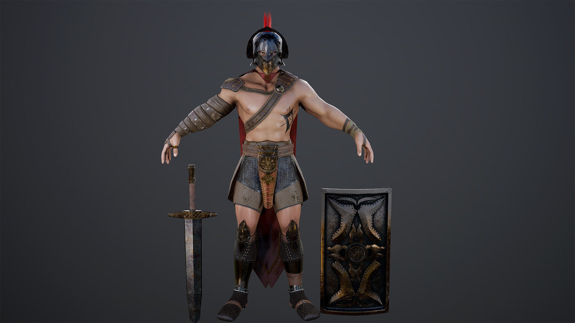 Gladiator Low-poly 3D model_19