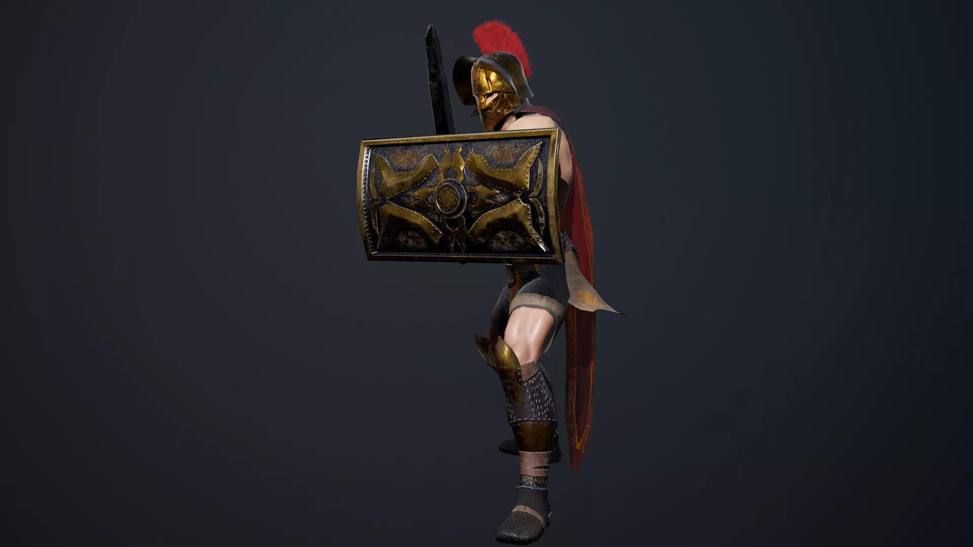 Gladiator Low-poly 3D model_0