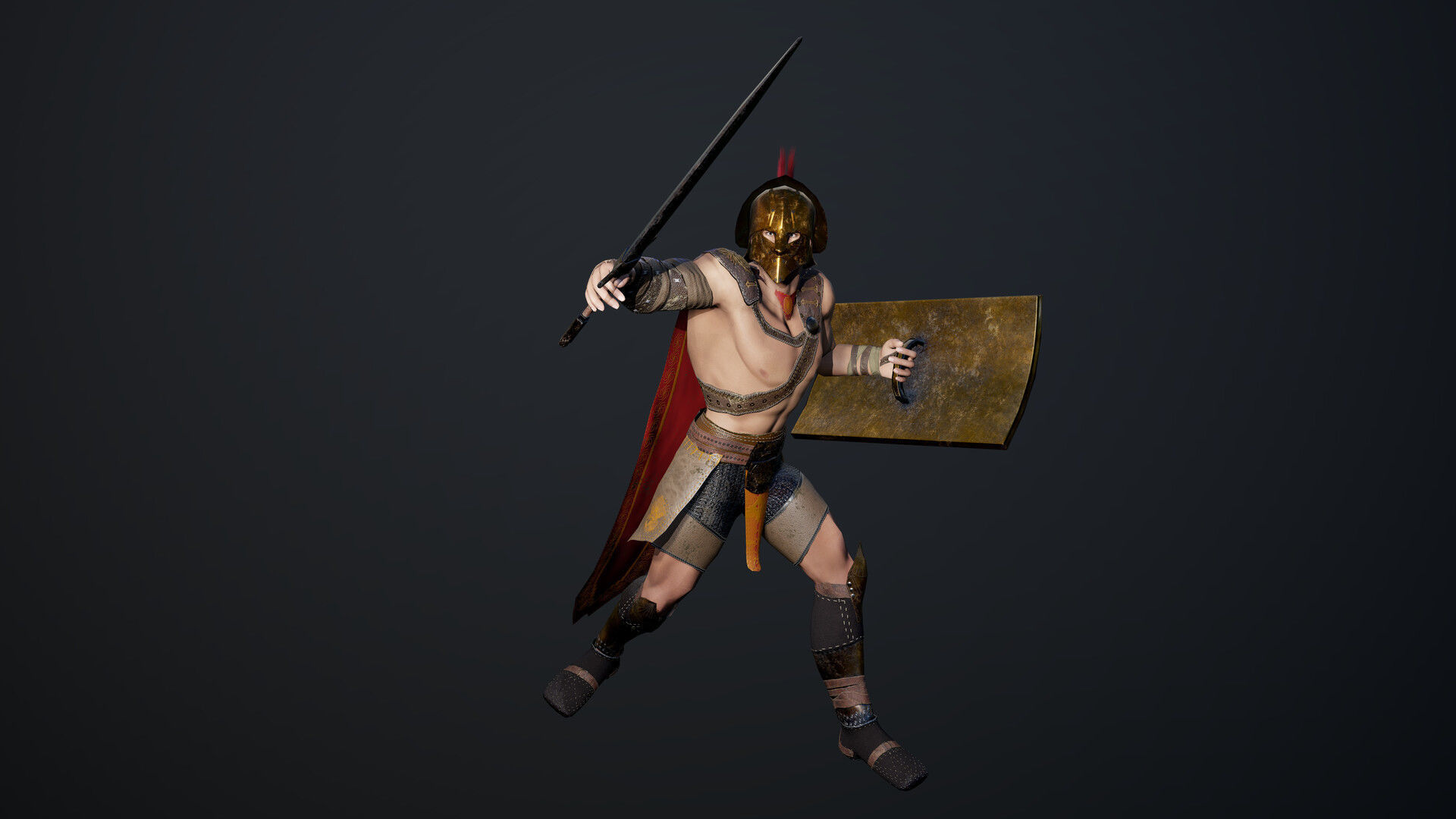 Gladiator Low-poly 3D model_9