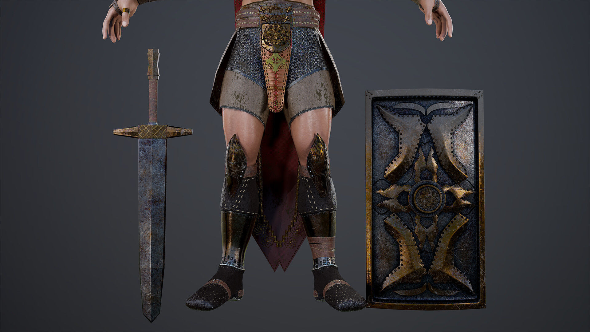 Gladiator Low-poly 3D model_6