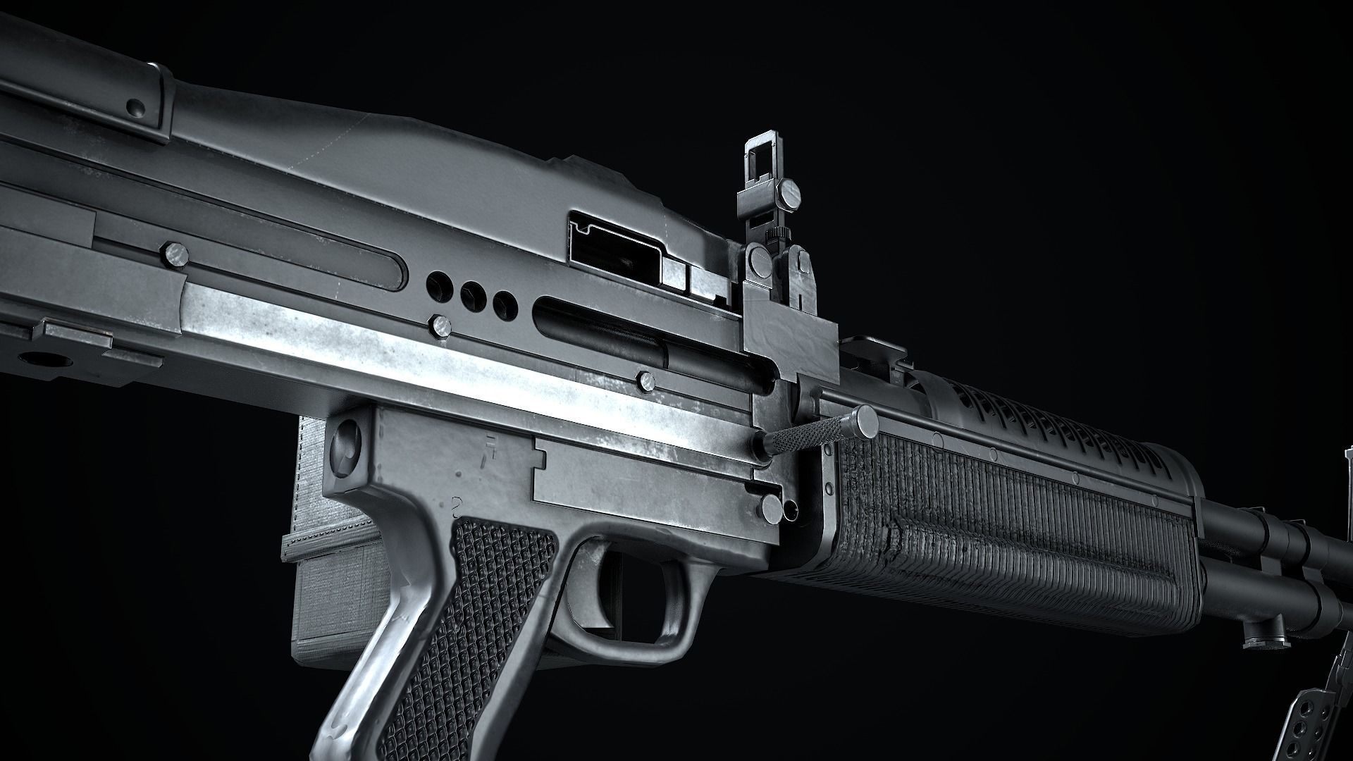 Game Ready M60 machine gun Low-poly 3D model_6