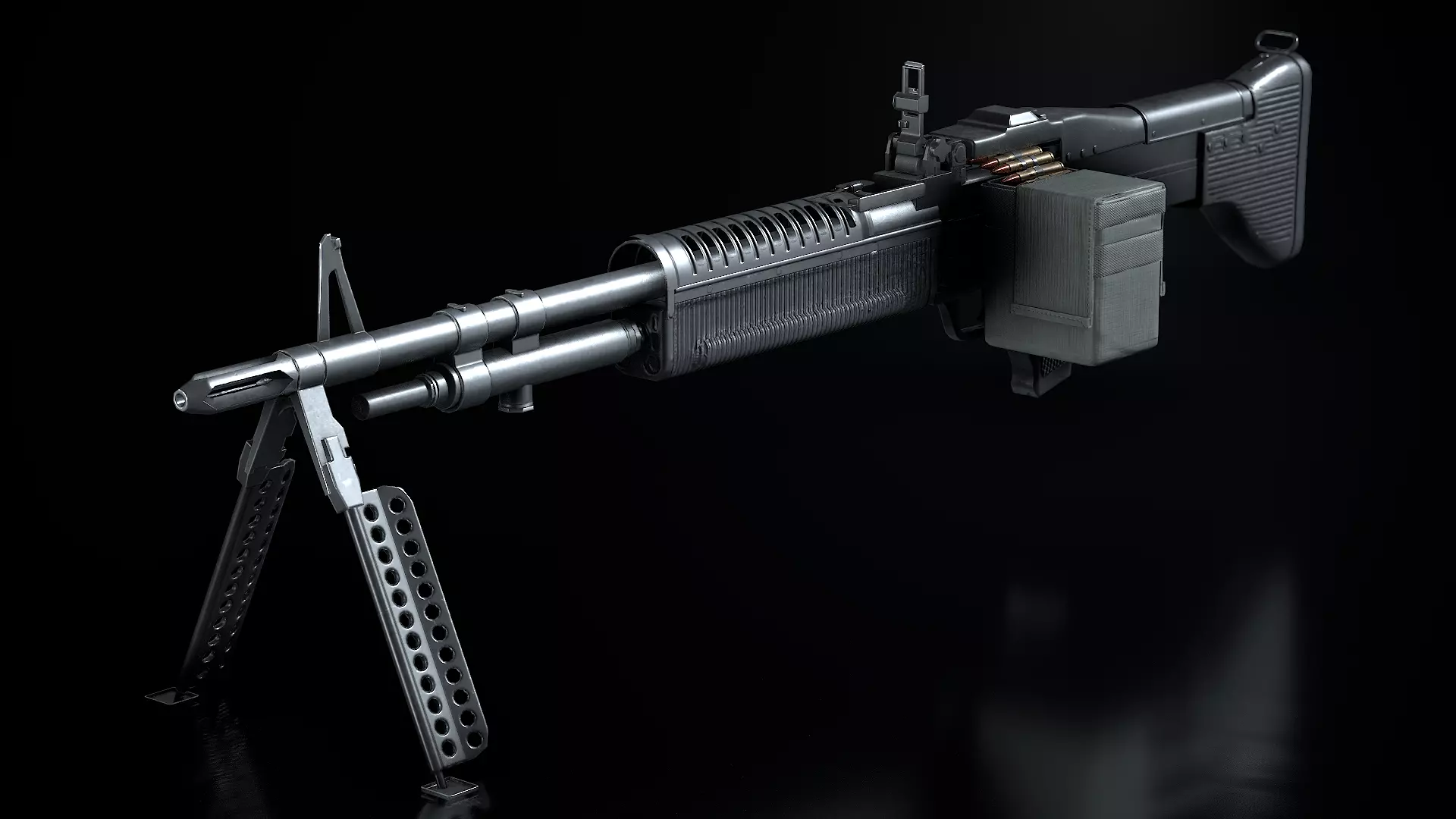 Game Ready M60 machine gun Low-poly 3D model_0
