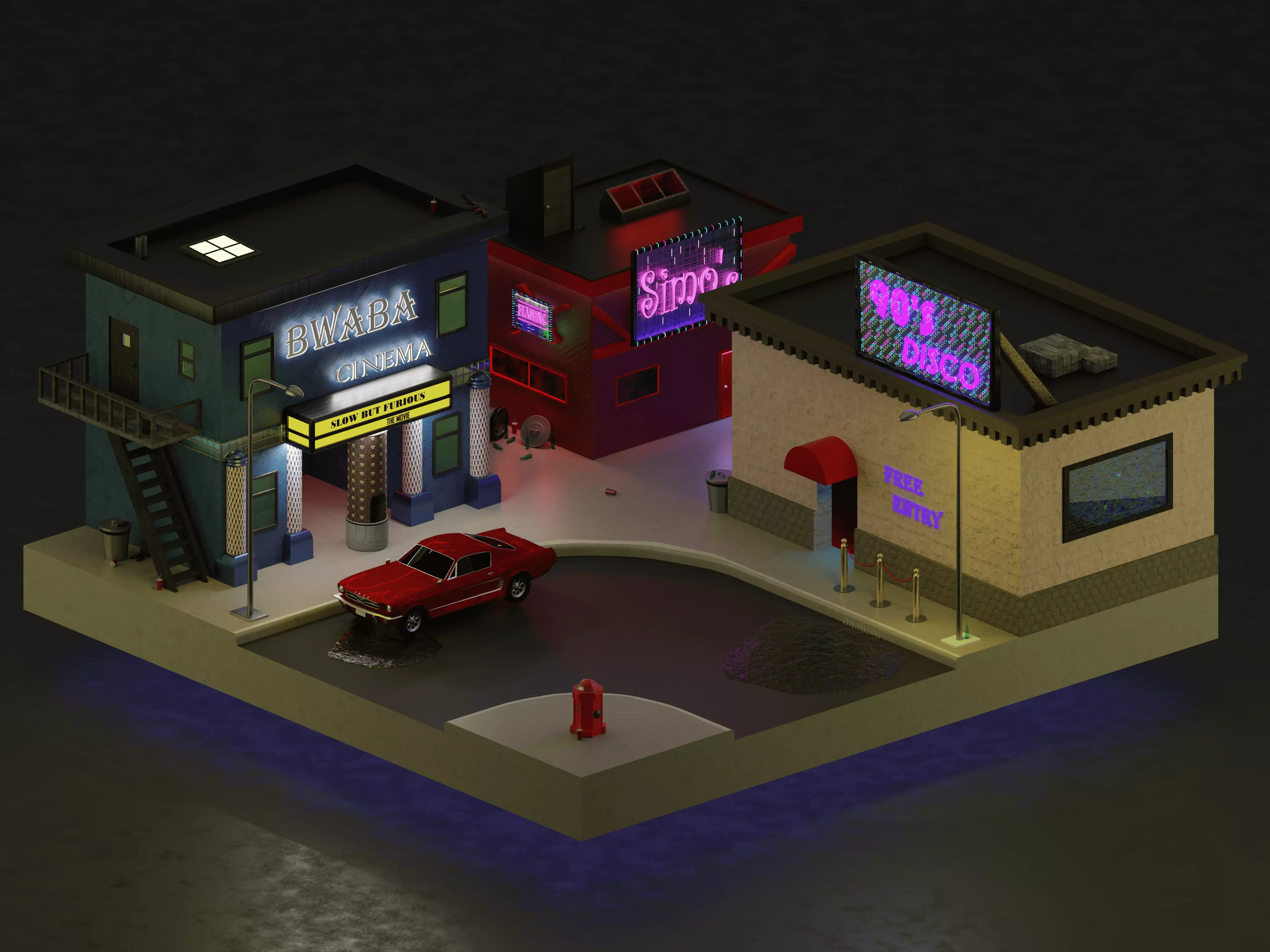 90s Island LOW POLY MODEL Low-poly 3D model_0