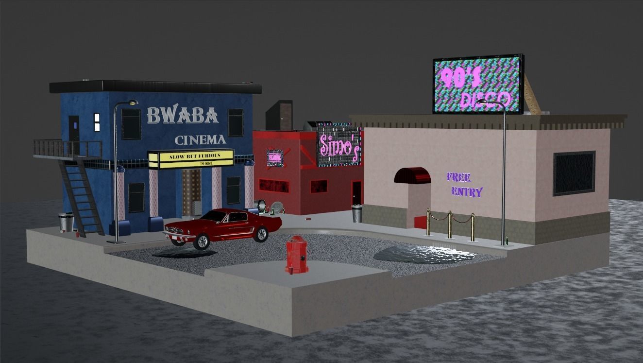 90s Island LOW POLY MODEL Low-poly 3D model_4