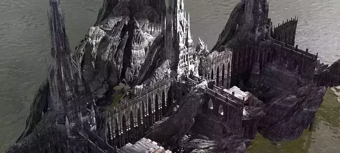 Dark Fantasy Mountain fortress 4 3D model
