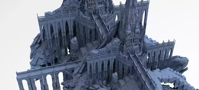 Dark Fantasy Mountain fortress 5 3D model