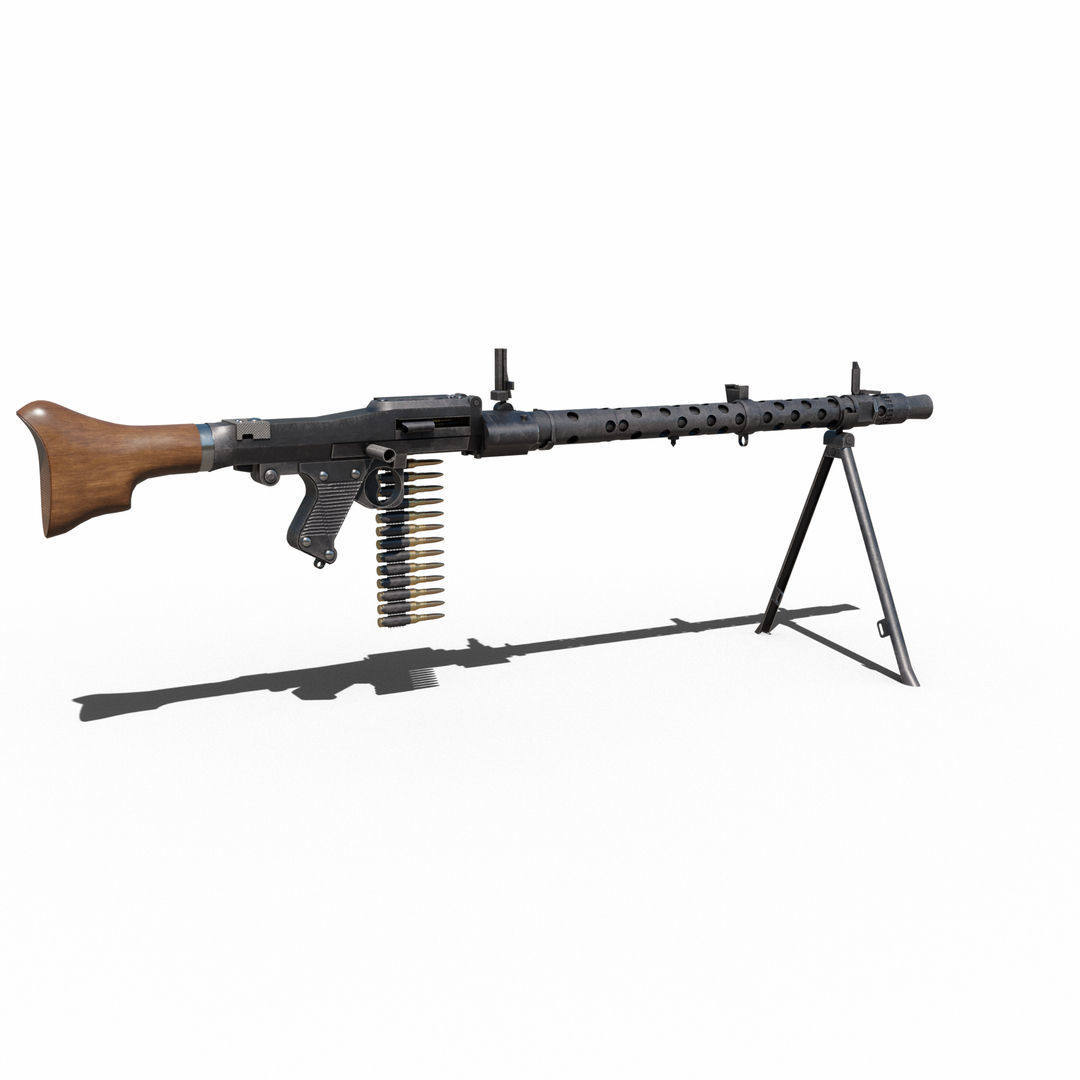 Maschinengewehr 34 - MG 34 - WW2 German Weapon Low-poly 3D model_14