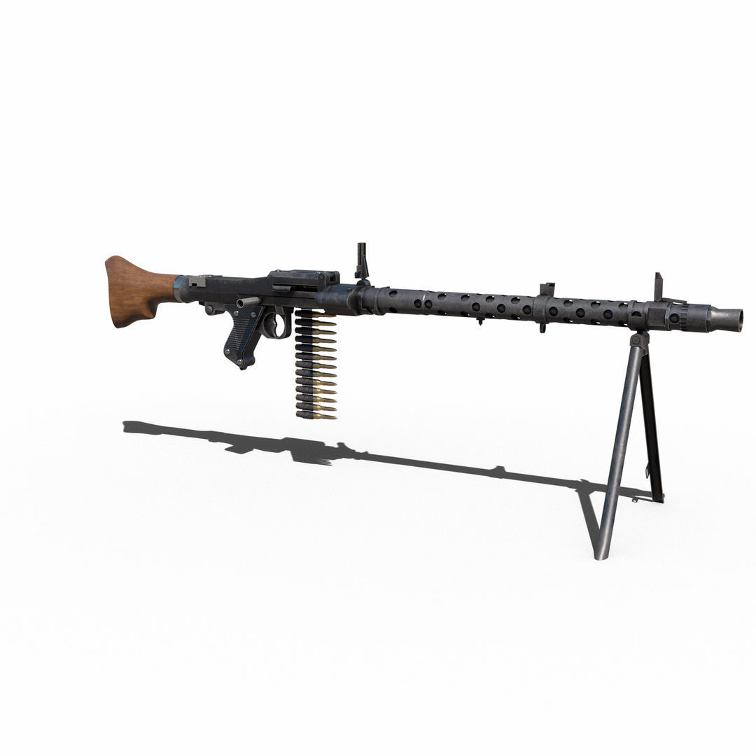 Maschinengewehr 34 - MG 34 - WW2 German Weapon Low-poly 3D model_11