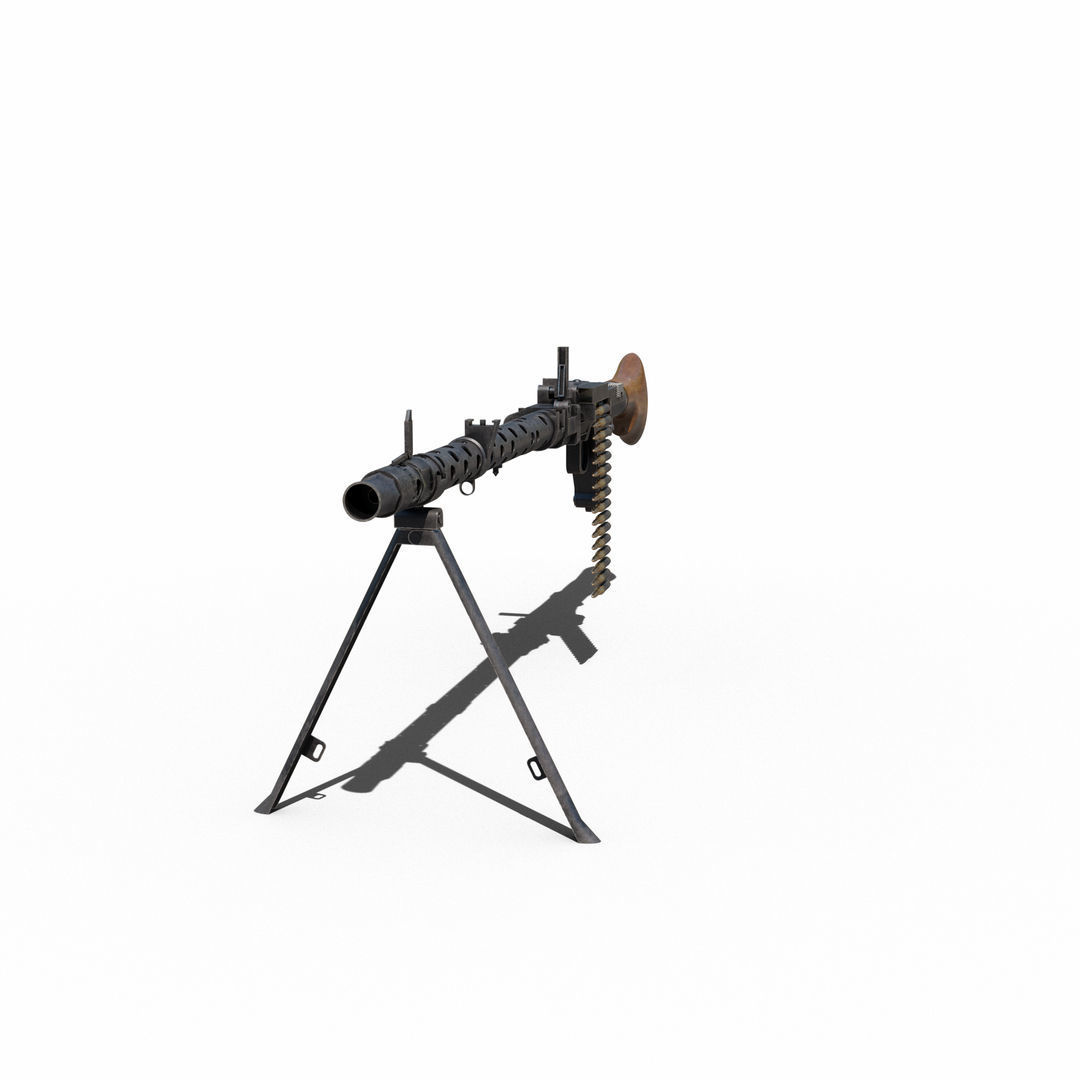Maschinengewehr 34 - MG 34 - WW2 German Weapon Low-poly 3D model_7