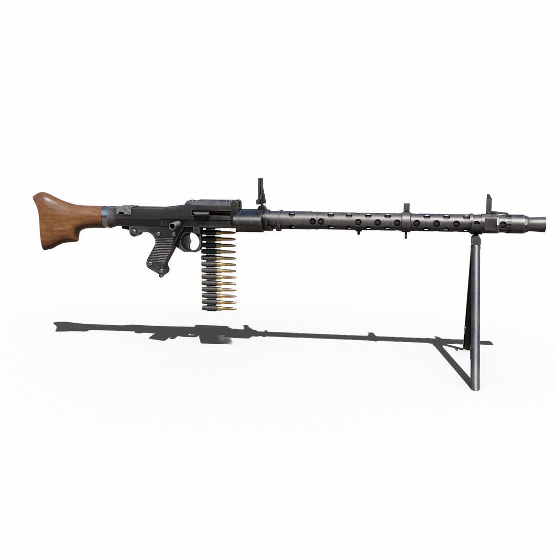 Maschinengewehr 34 - MG 34 - WW2 German Weapon Low-poly 3D model_12