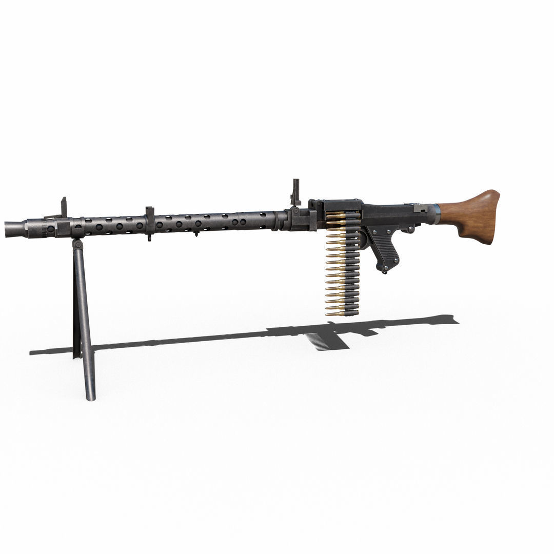 Maschinengewehr 34 - MG 34 - WW2 German Weapon Low-poly 3D model_4