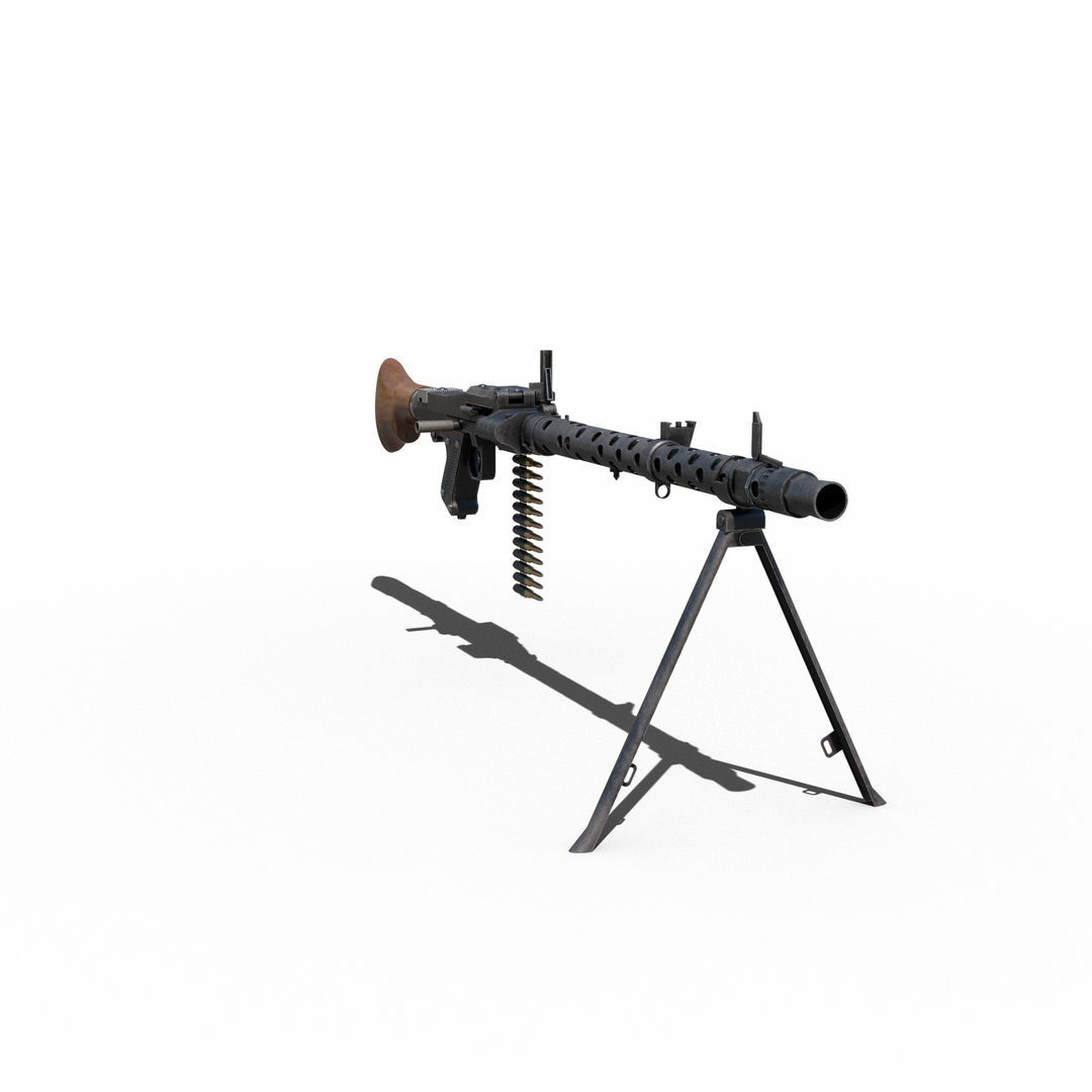 Maschinengewehr 34 - MG 34 - WW2 German Weapon Low-poly 3D model_9