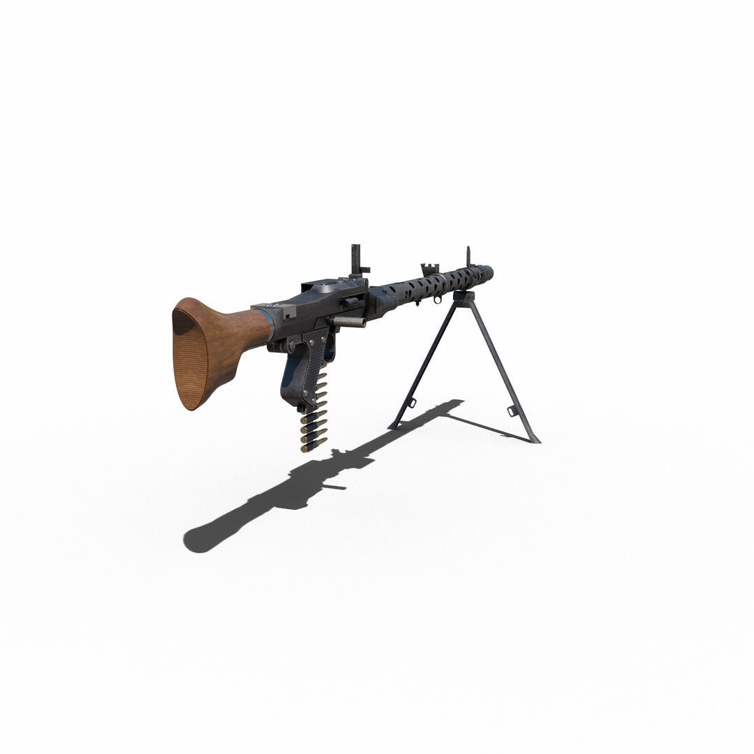 Maschinengewehr 34 - MG 34 - WW2 German Weapon Low-poly 3D model_16