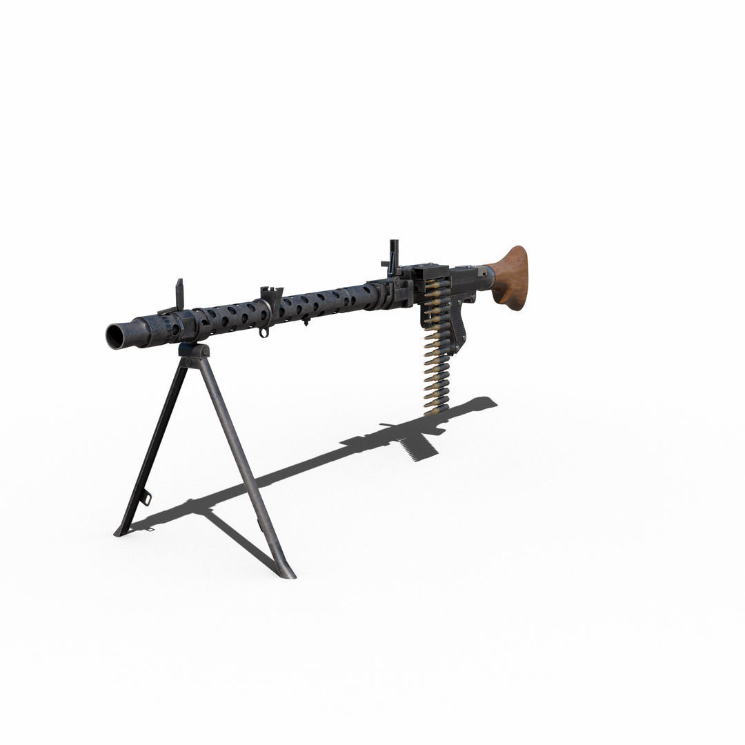 Maschinengewehr 34 - MG 34 - WW2 German Weapon Low-poly 3D model_6