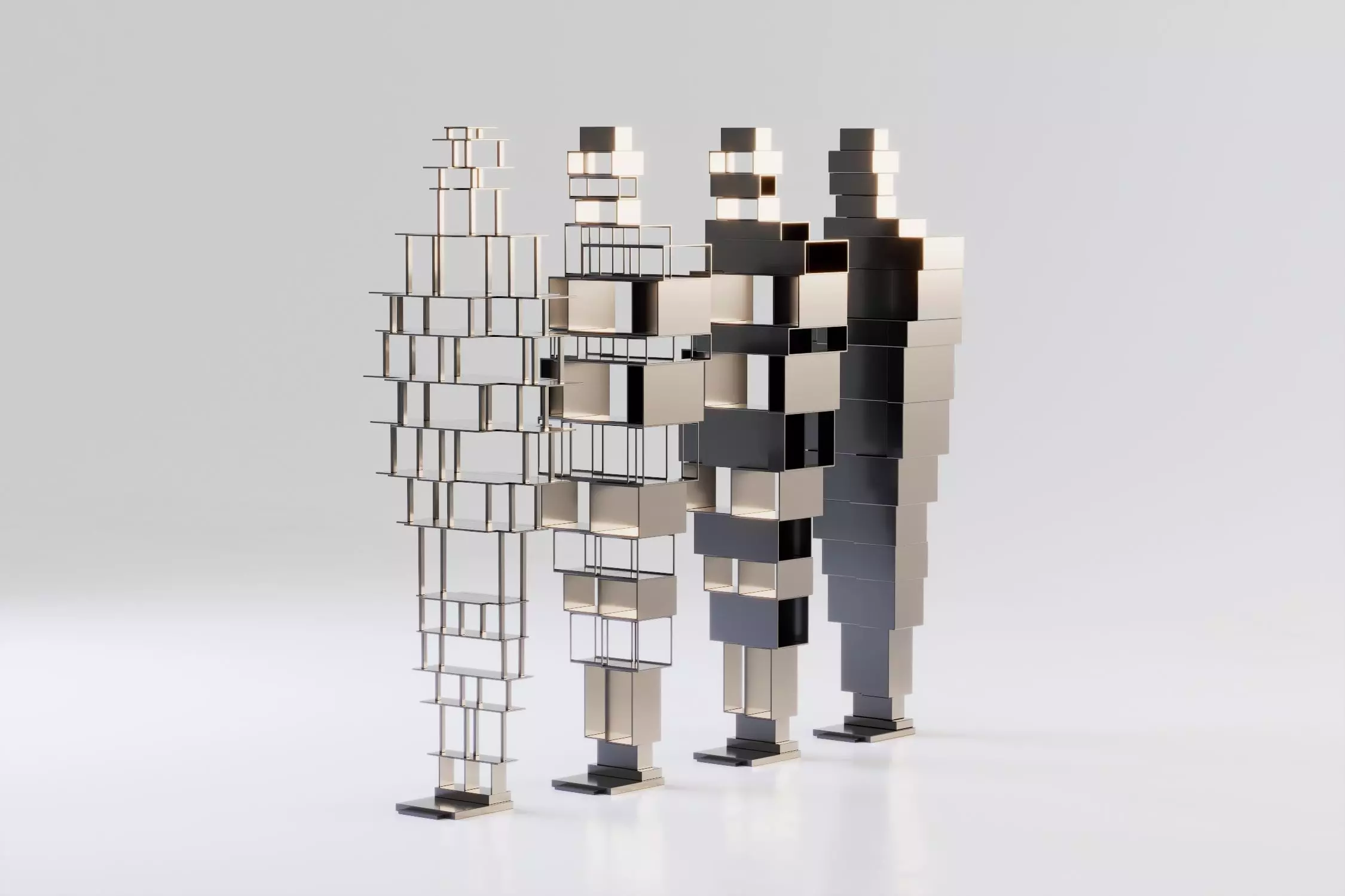 Abstract Human Figure Sculpture Low-poly 3D model_0