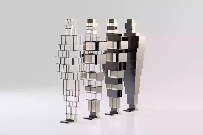 Abstract Human Figure Sculpture Low-poly 3D model