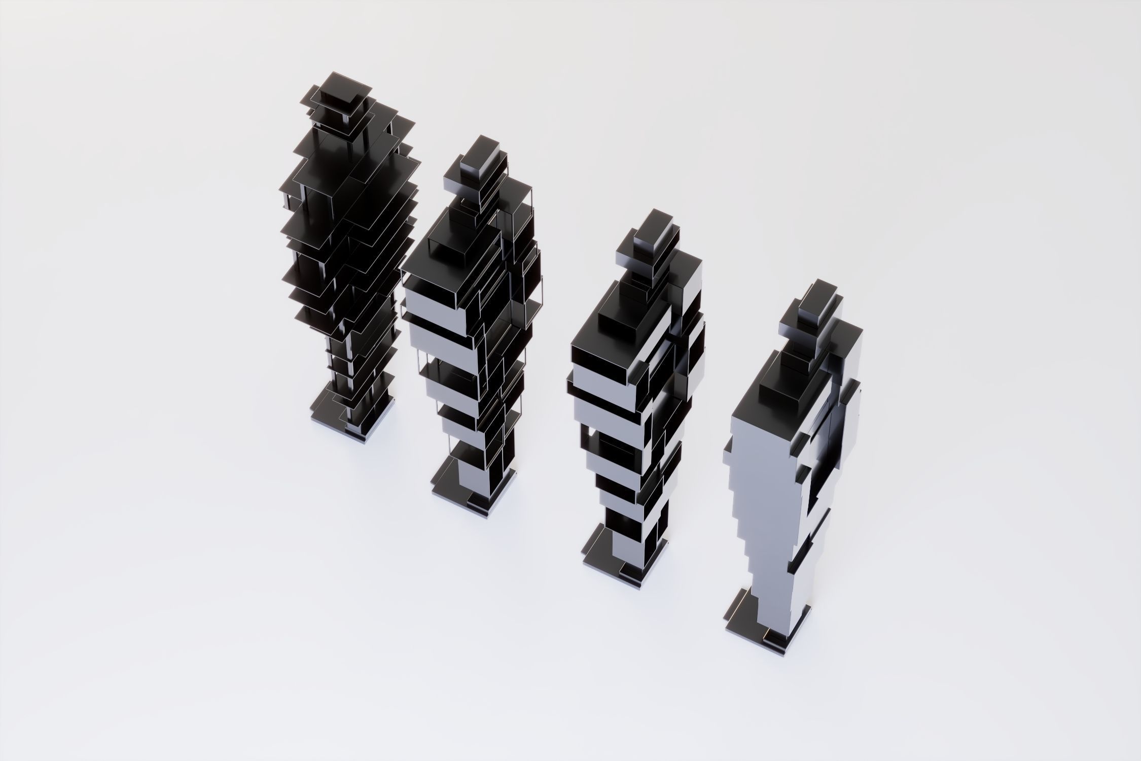 Abstract Human Figure Sculpture Low-poly 3D model_2