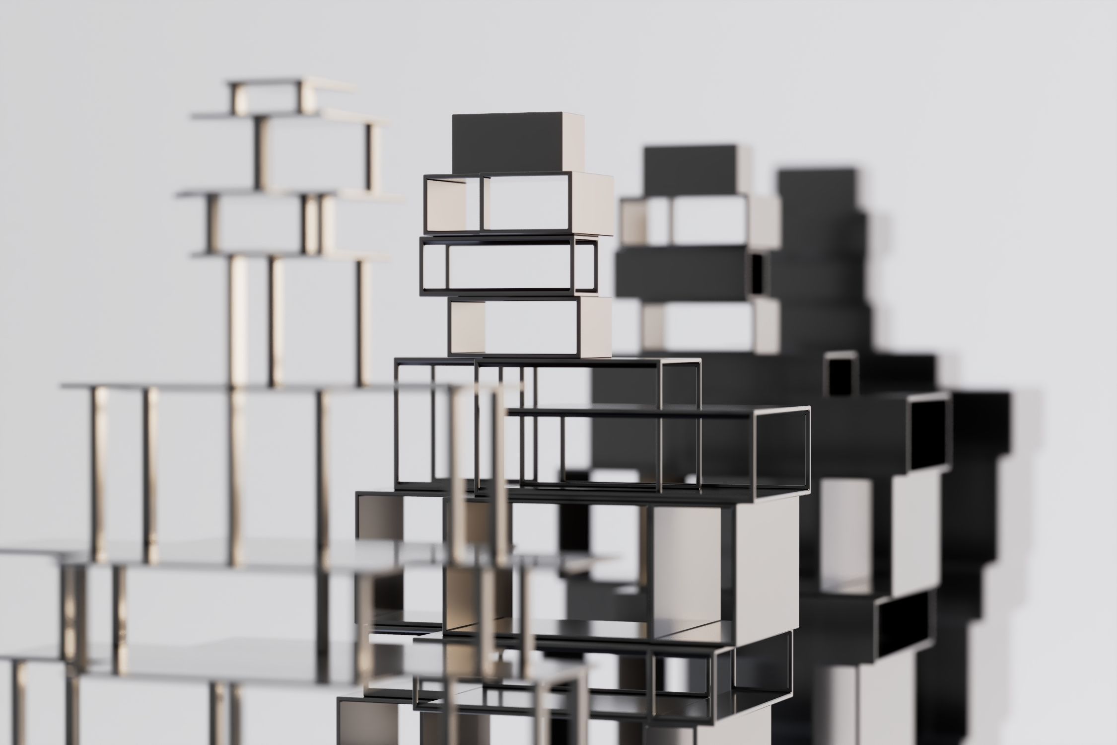 Abstract Human Figure Sculpture Low-poly 3D model_3