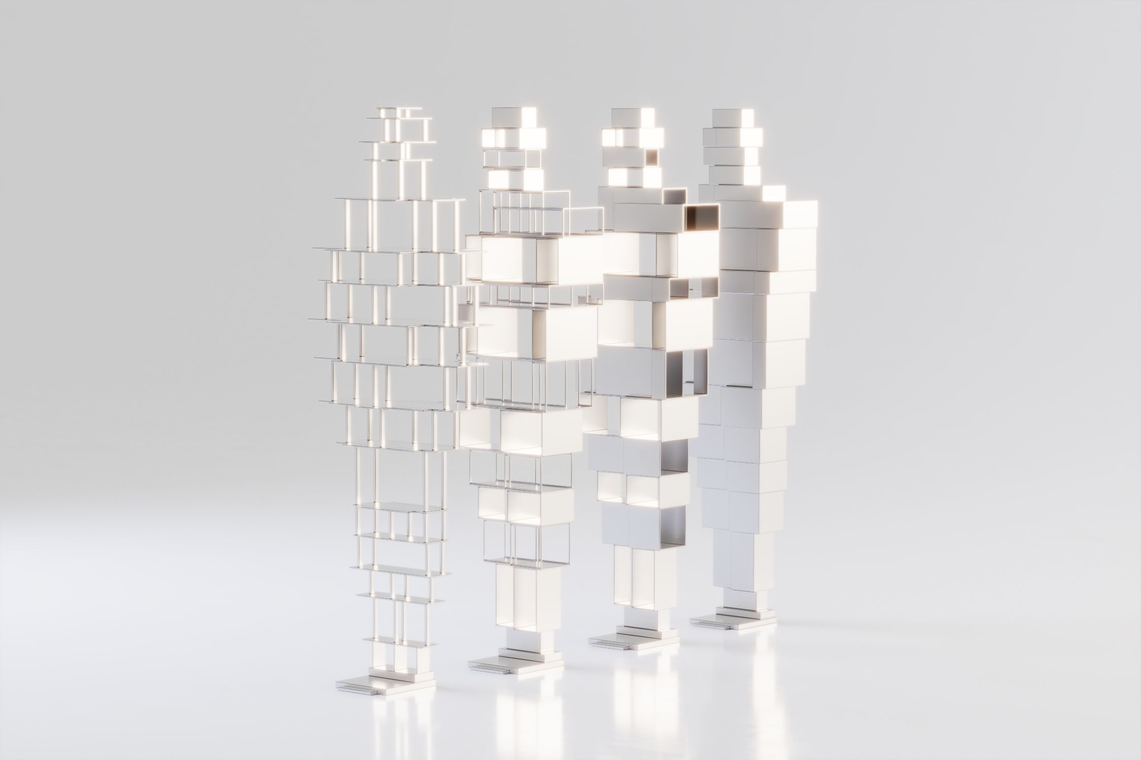 Abstract Human Figure Sculpture Low-poly 3D model_5