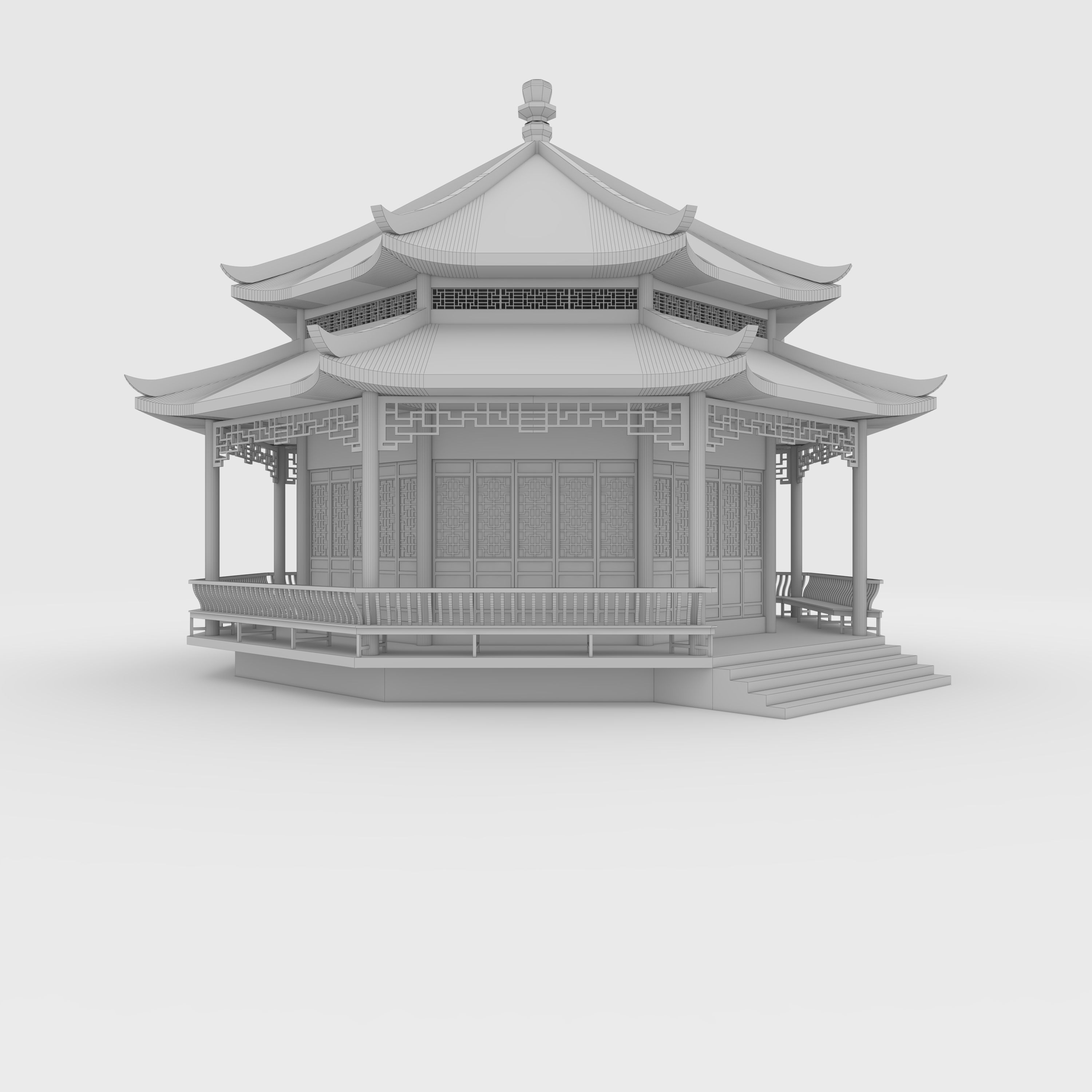 Chinese Temple 3D model_1