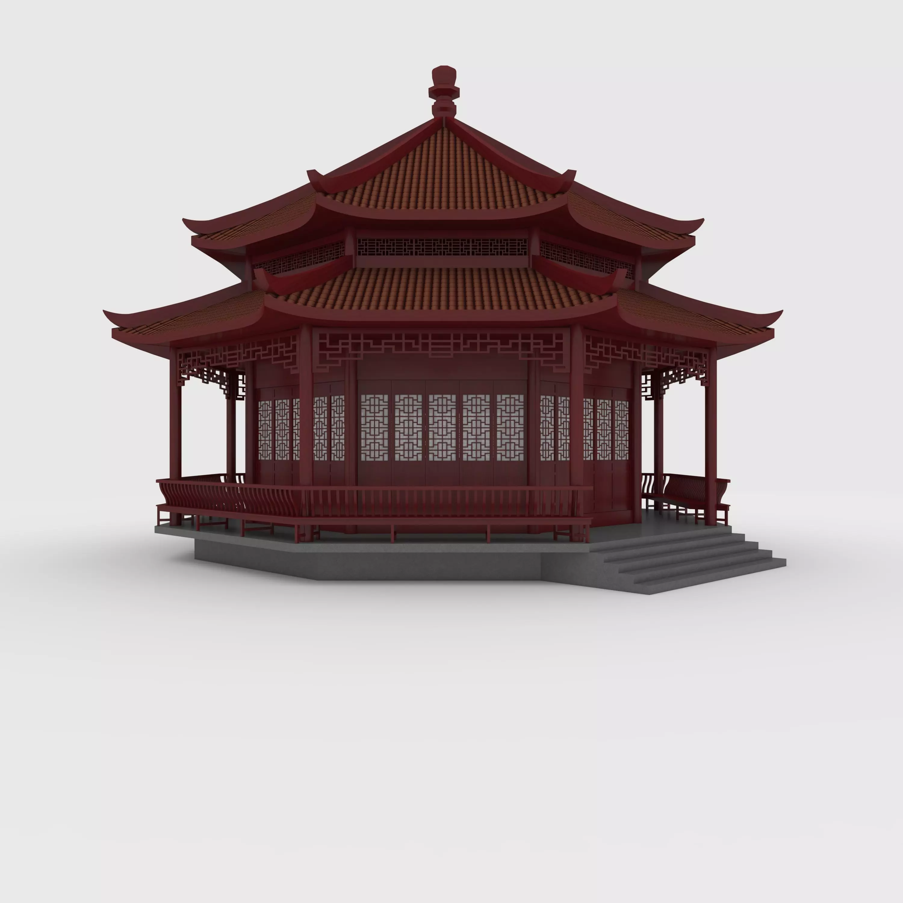 Chinese Temple 3D model_0