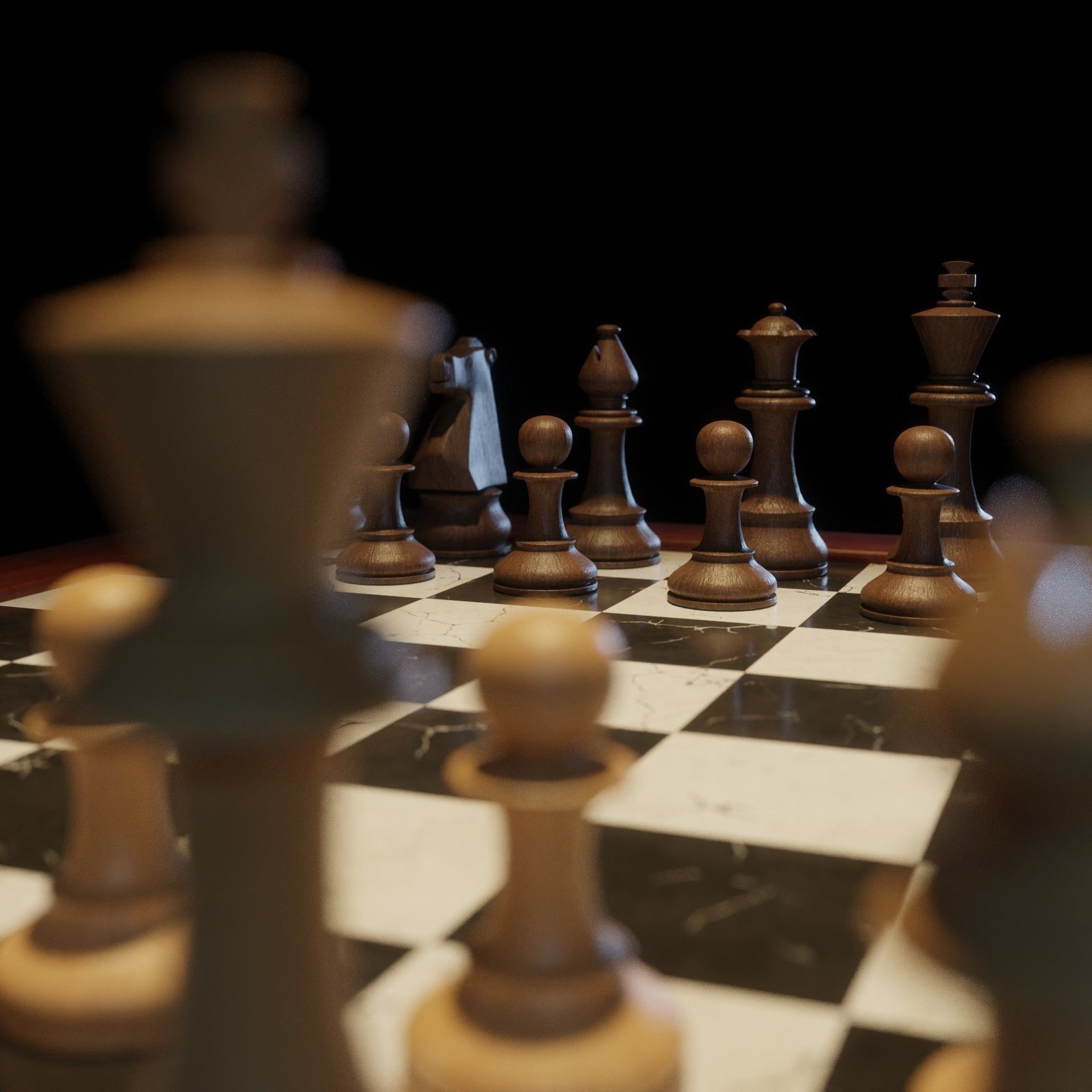 Chess Set board Low-poly 3D model_7