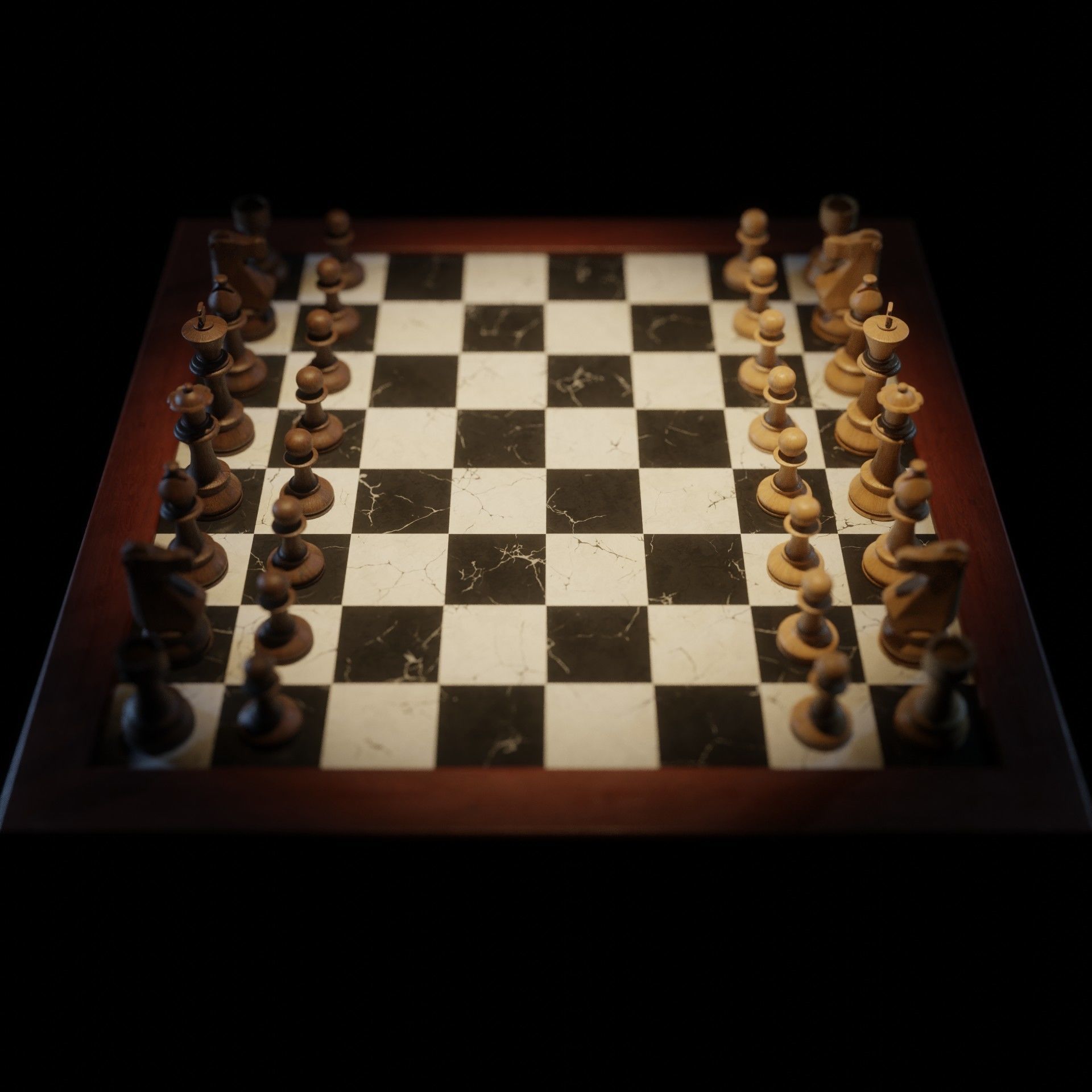 Chess Set board Low-poly 3D model_8