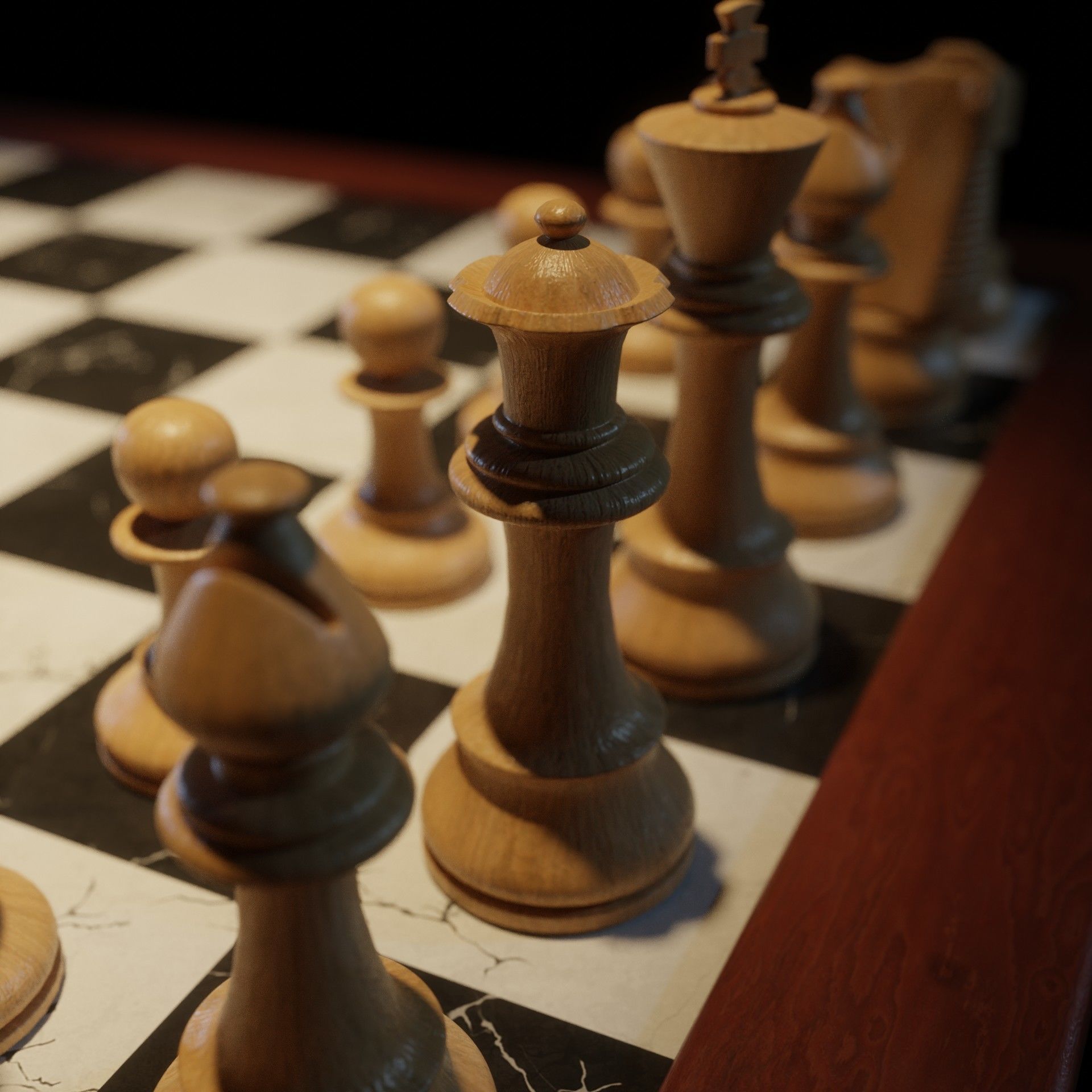Chess Set board Low-poly 3D model_3