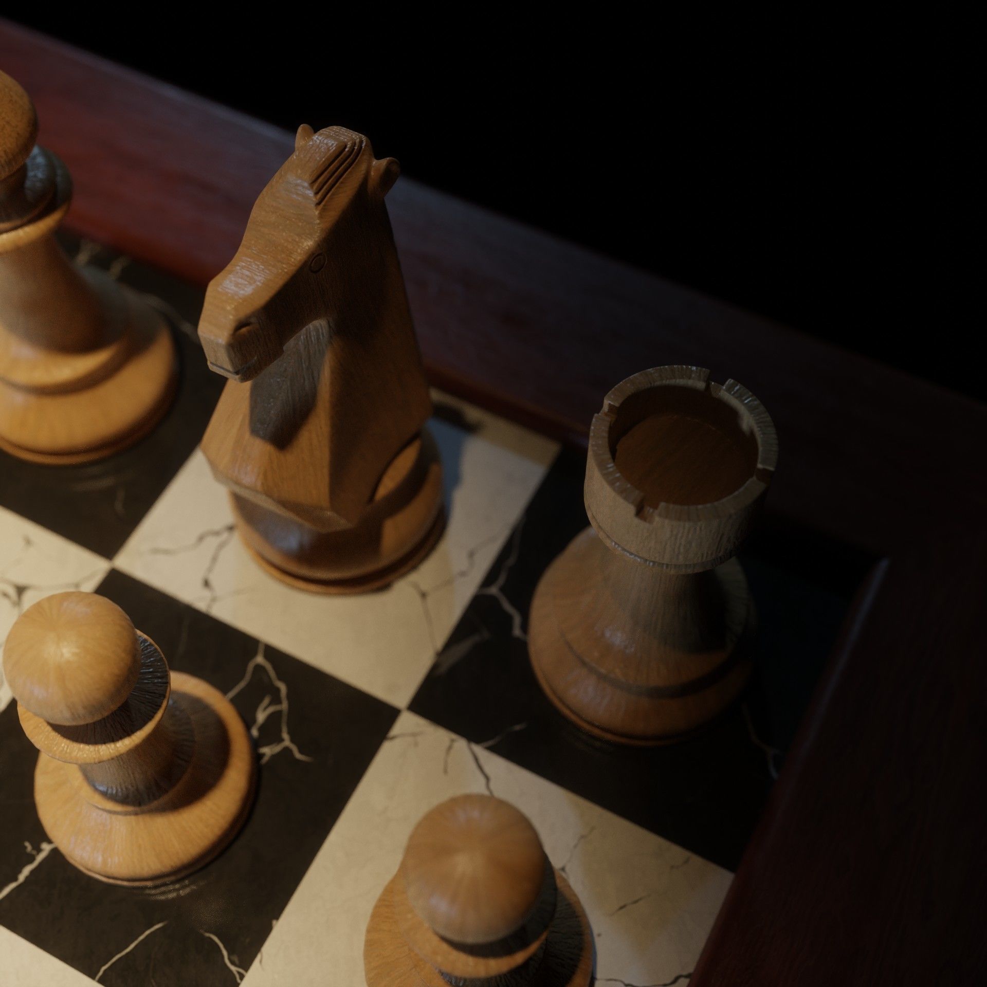 Chess Set board Low-poly 3D model_6