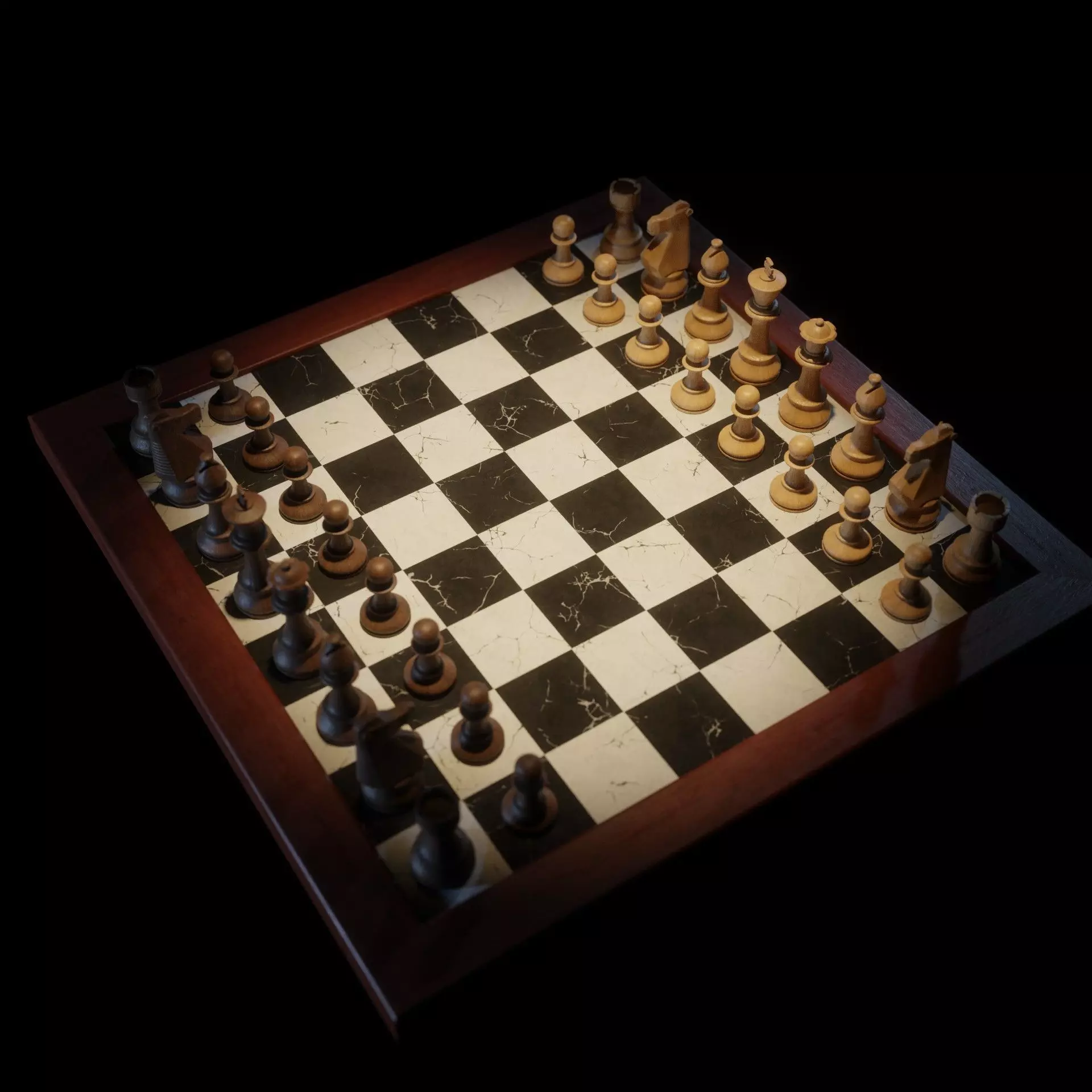 Chess Set board Low-poly 3D model_0