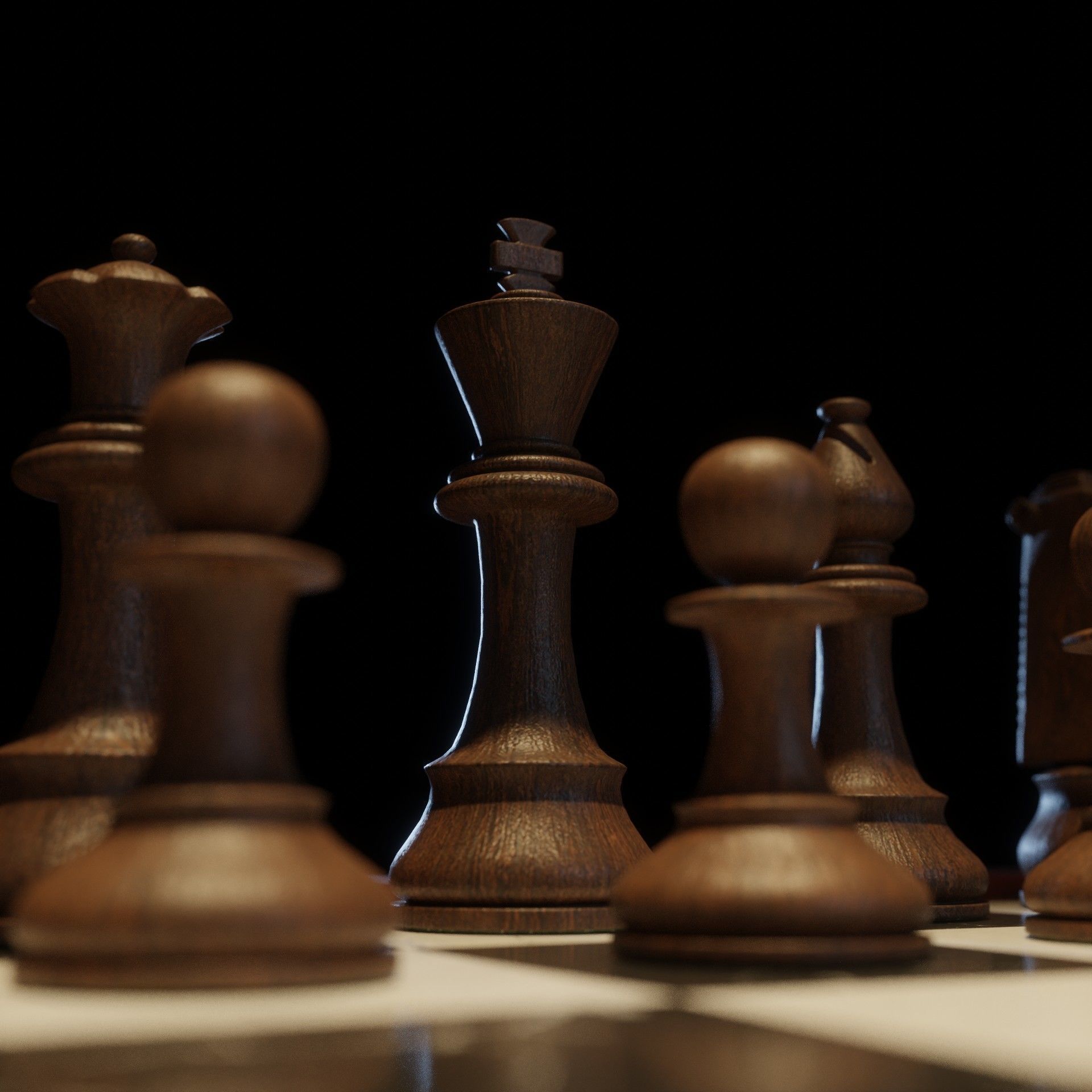 Chess Set board Low-poly 3D model_4