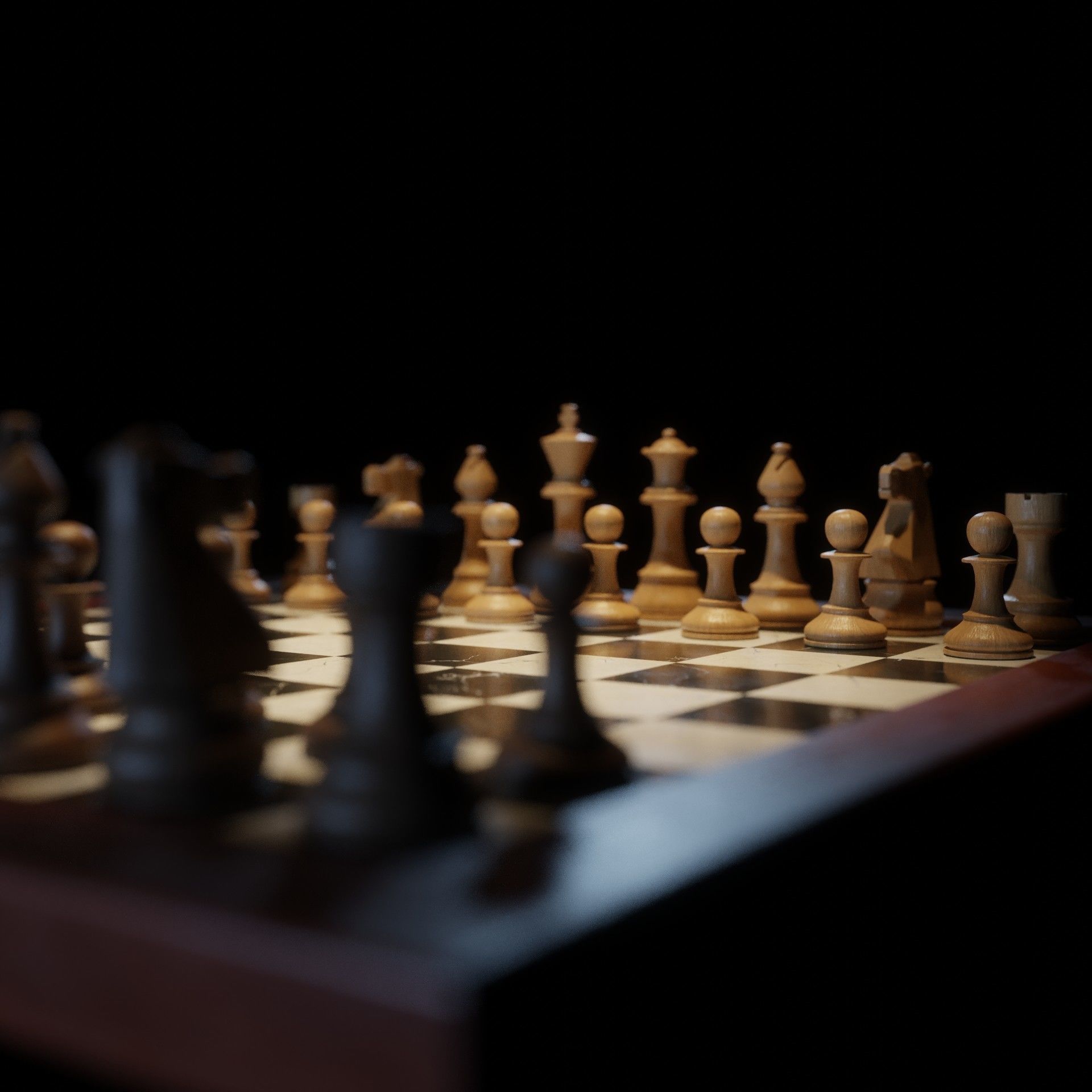 Chess Set board Low-poly 3D model_2